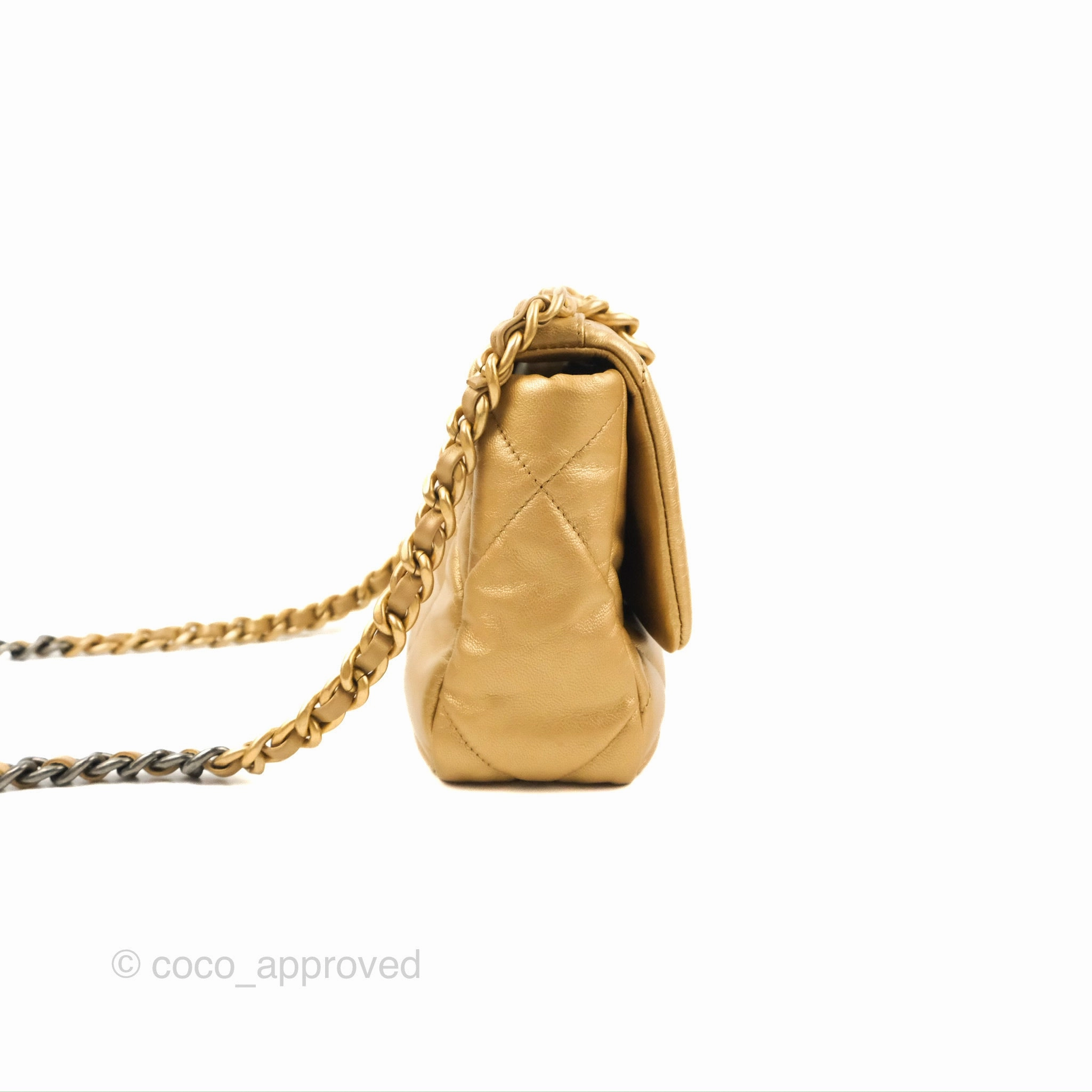 Chanel 19 Small Metallic Gold Lambskin Mixed Hardware