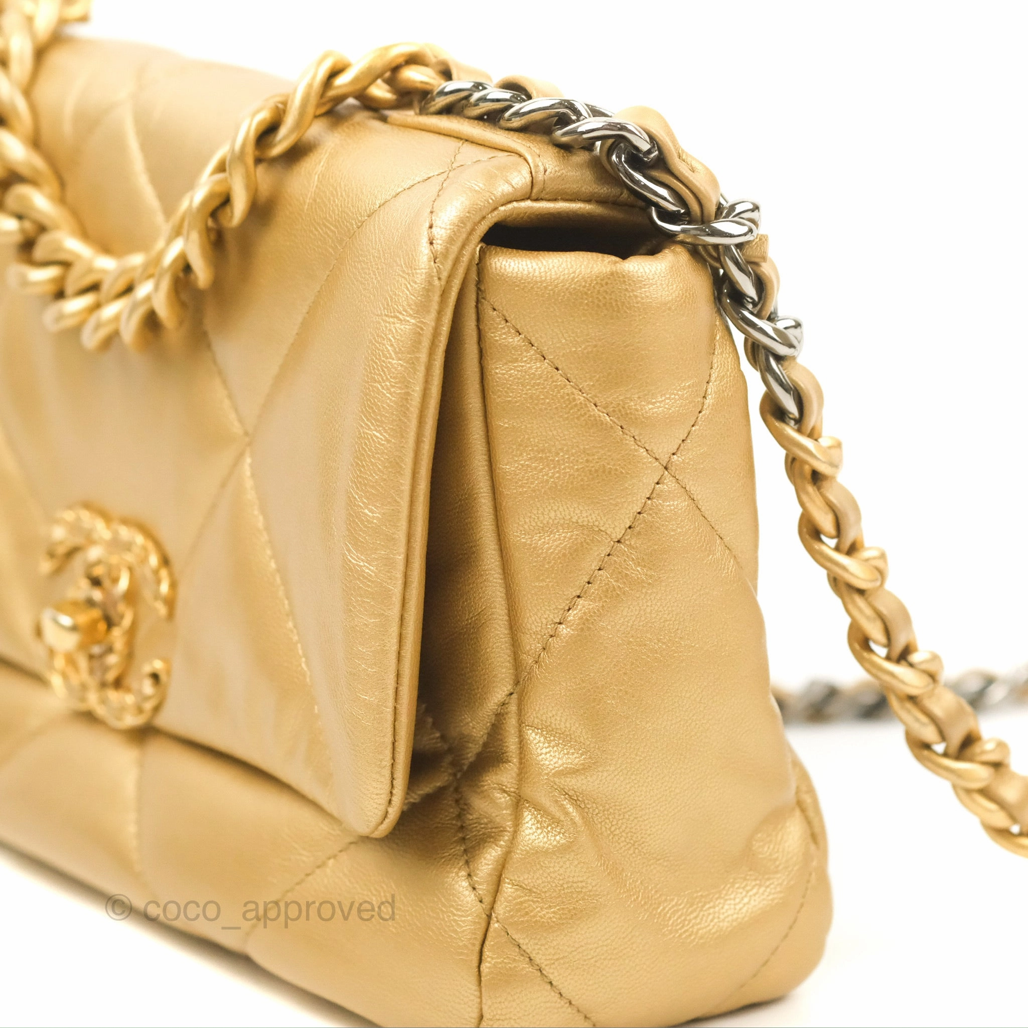 Chanel 19 Small Metallic Gold Lambskin Mixed Hardware