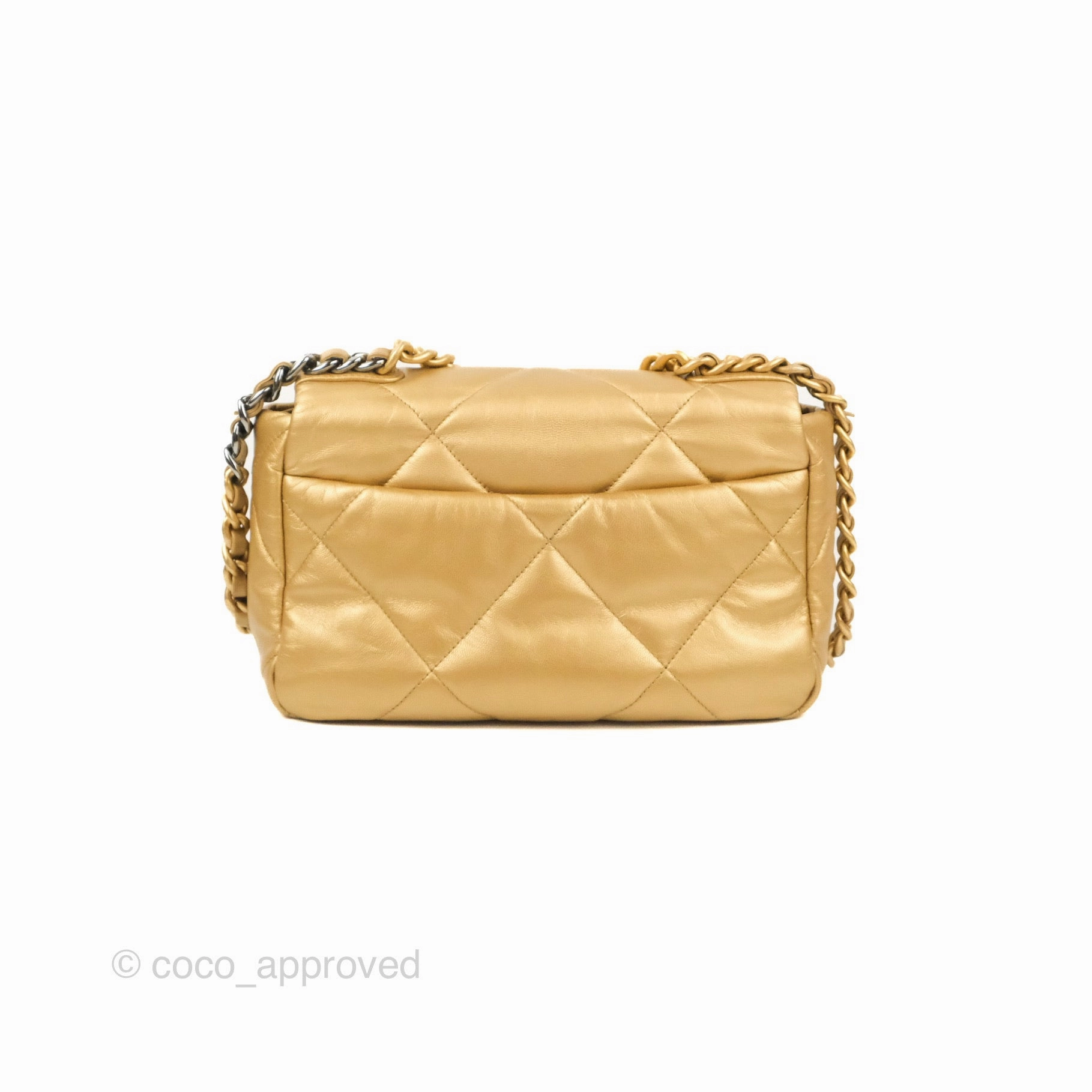 Chanel 19 Small Metallic Gold Lambskin Mixed Hardware
