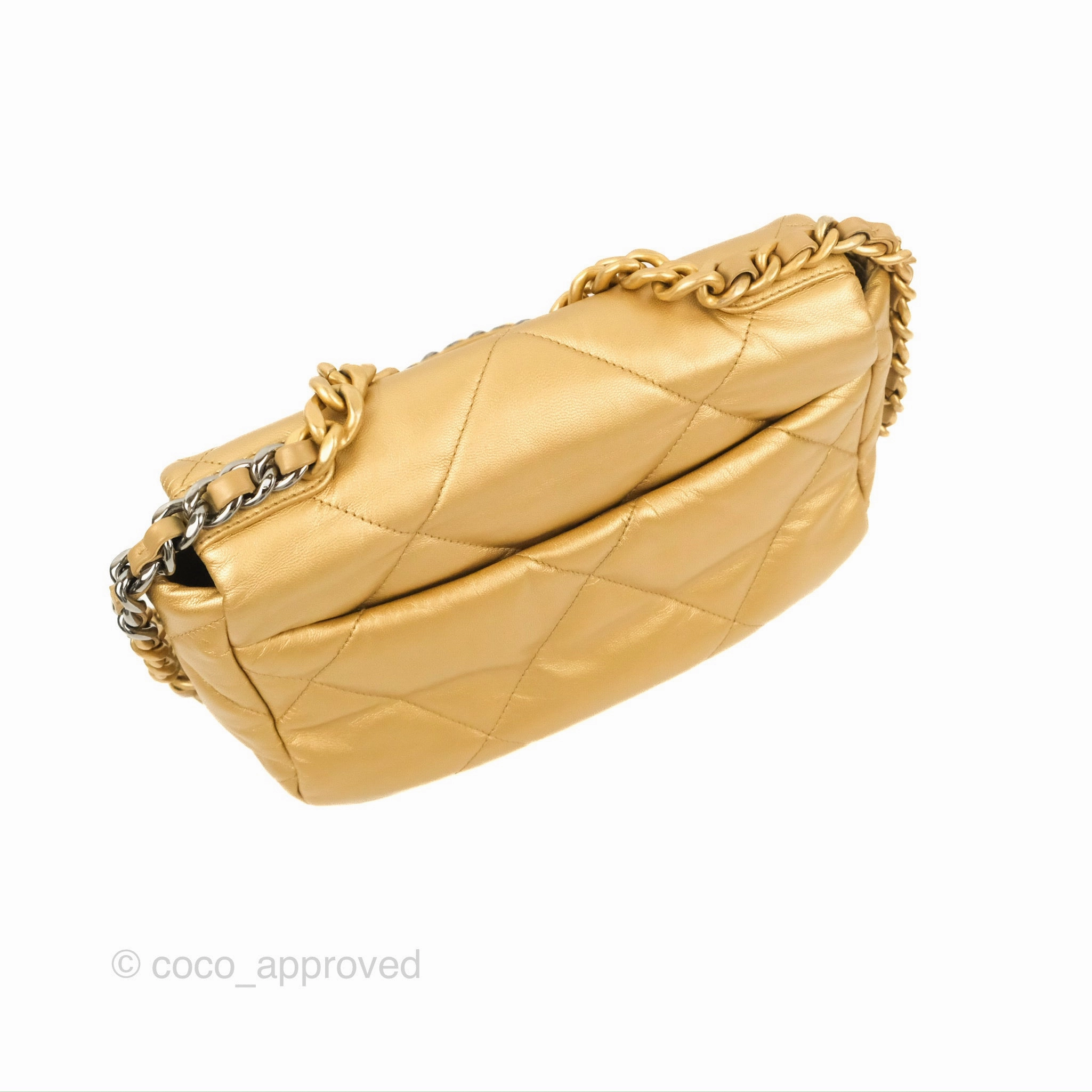 Chanel 19 Small Metallic Gold Lambskin Mixed Hardware