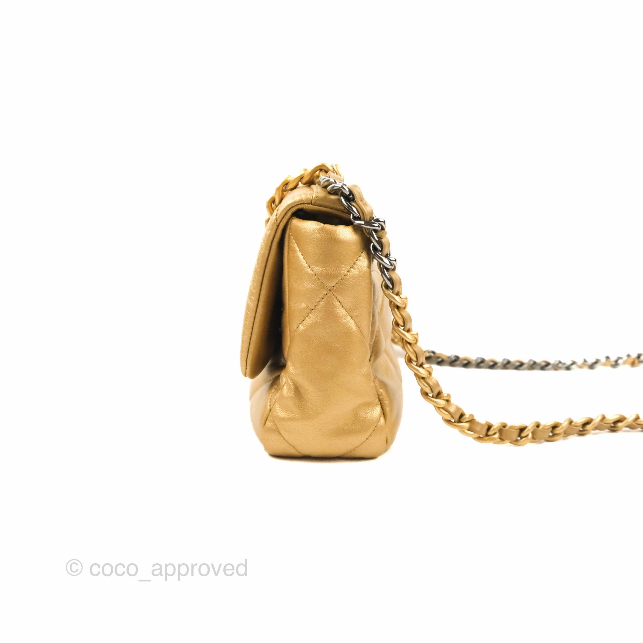 Chanel 19 Small Metallic Gold Lambskin Mixed Hardware