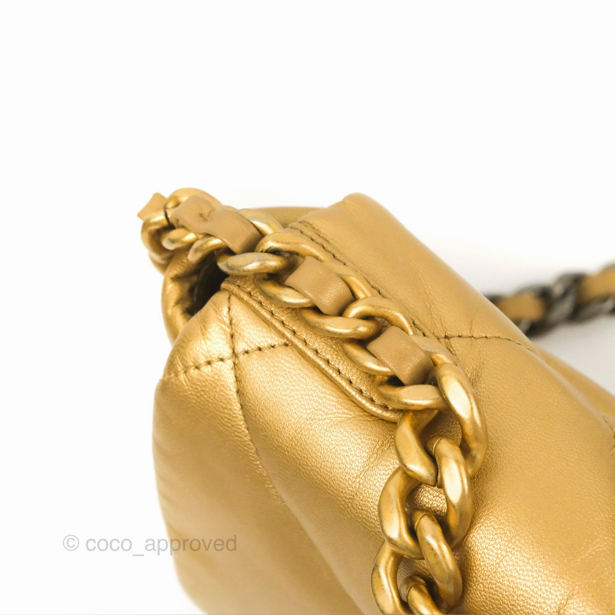 Chanel 19 Small Metallic Gold Lambskin Mixed Hardware