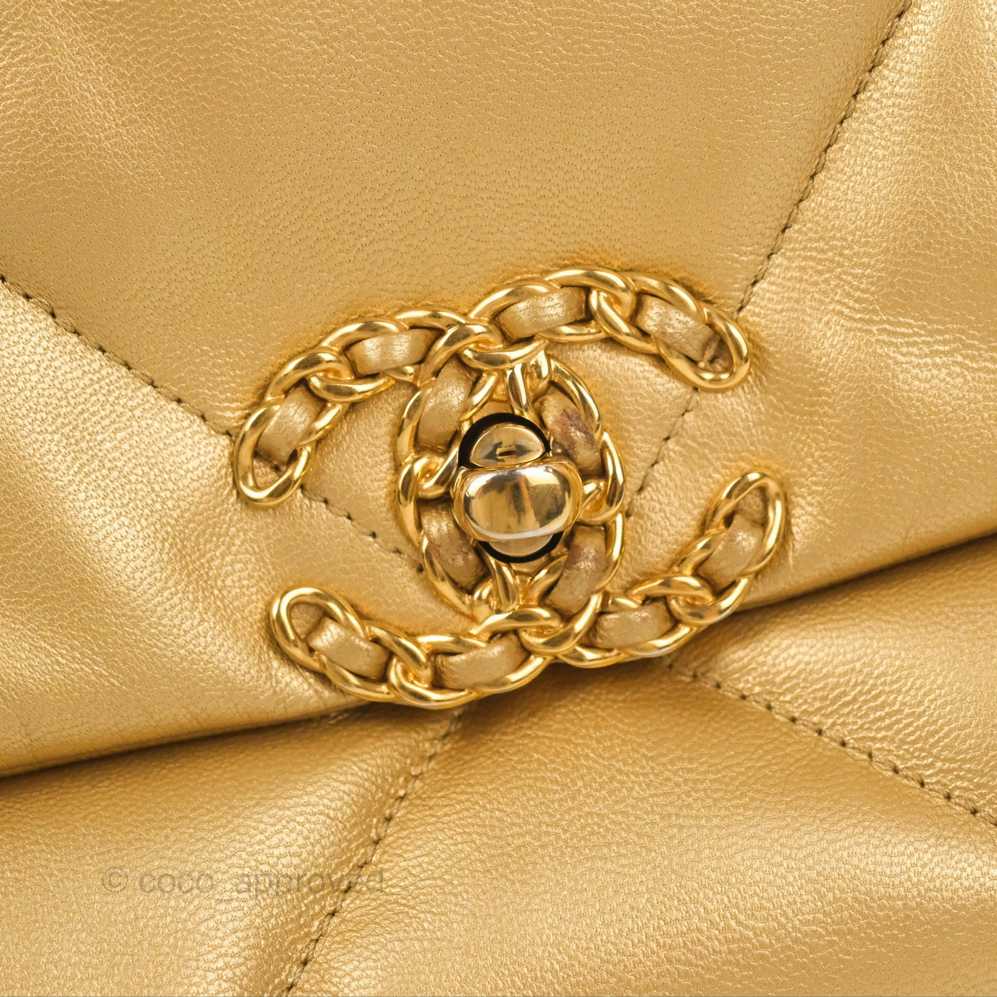 Chanel 19 Small Metallic Gold Lambskin Mixed Hardware