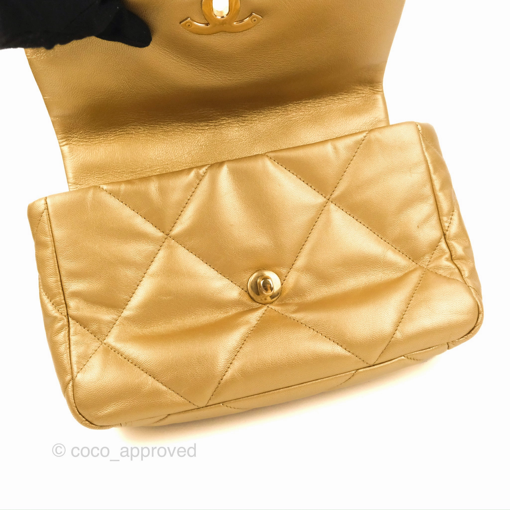 Chanel 19 Small Metallic Gold Lambskin Mixed Hardware