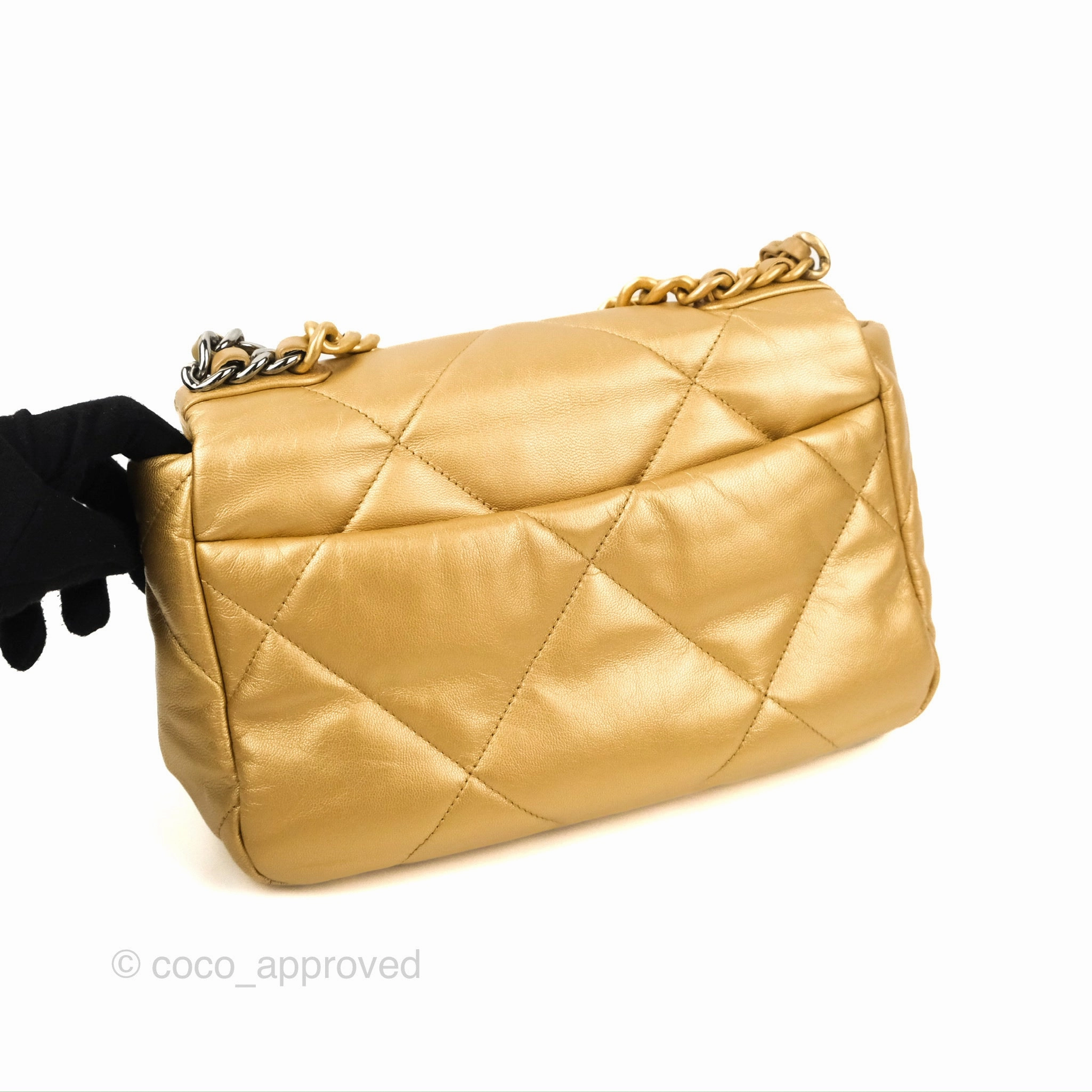 Chanel 19 Small Metallic Gold Lambskin Mixed Hardware