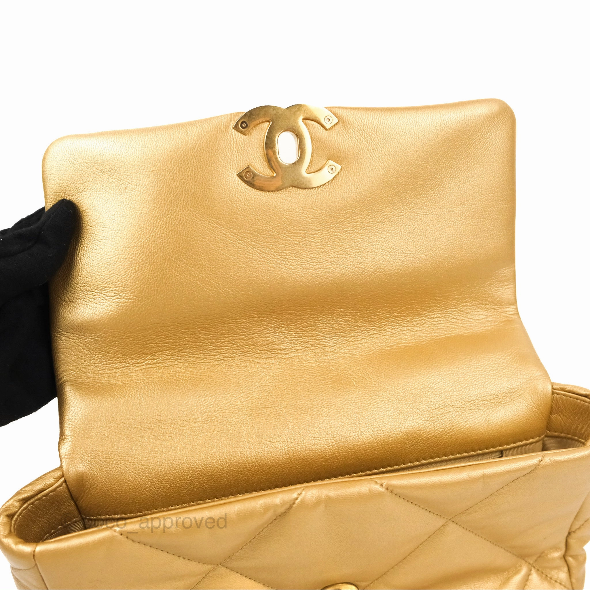 Chanel 19 Small Metallic Gold Lambskin Mixed Hardware