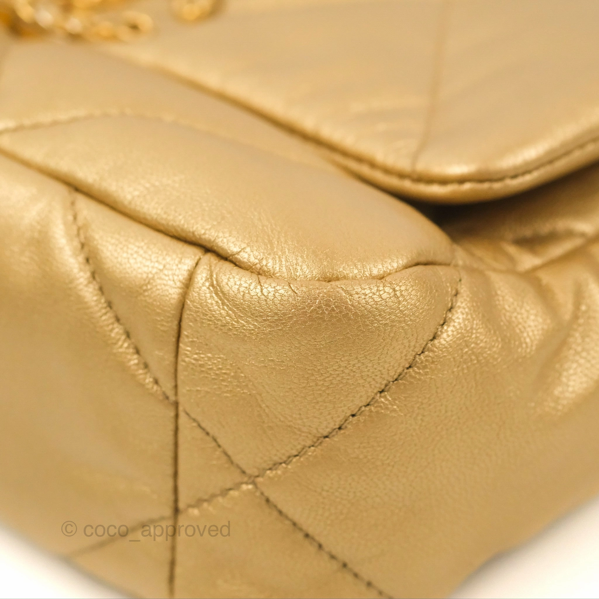 Chanel 19 Small Metallic Gold Lambskin Mixed Hardware