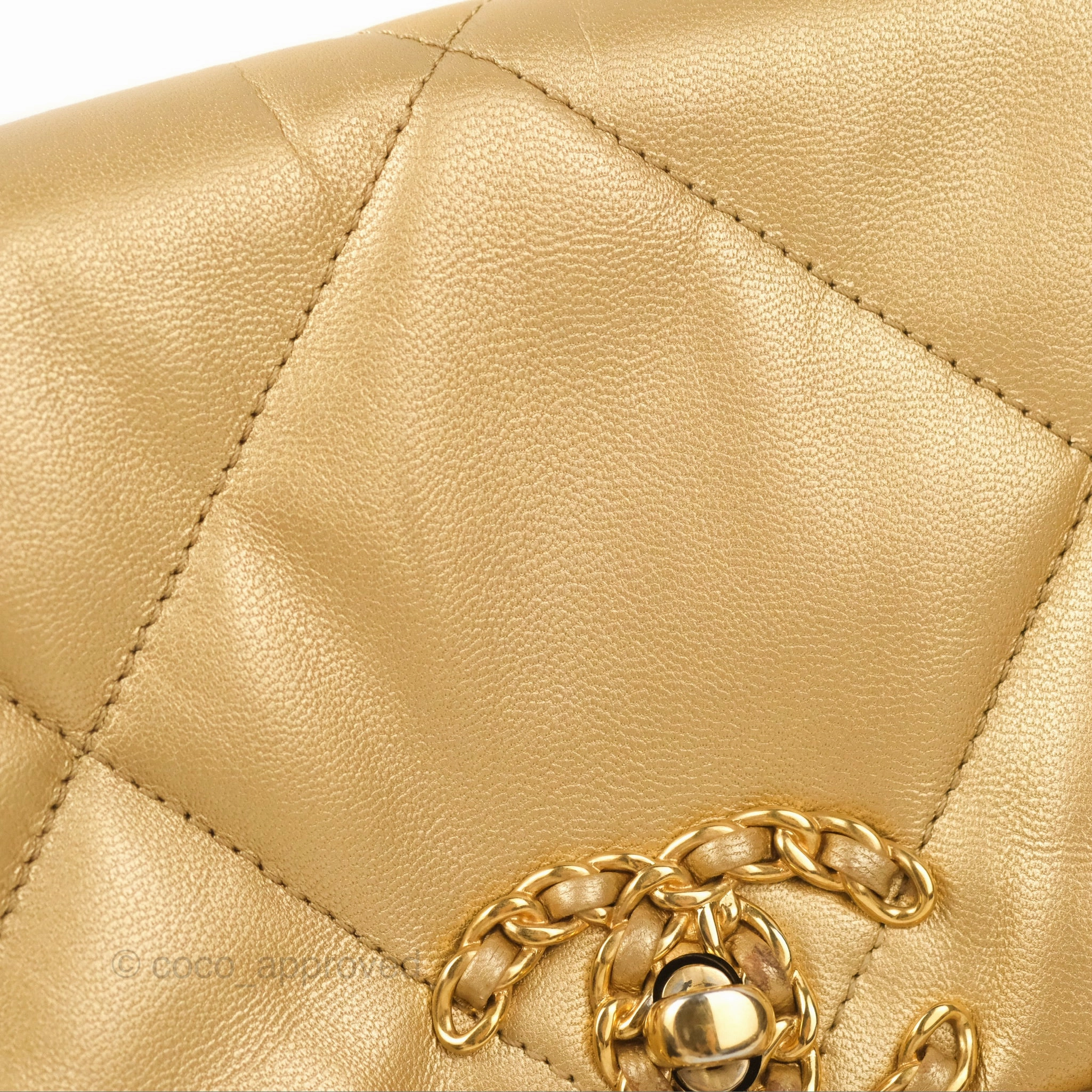 Chanel 19 Small Metallic Gold Lambskin Mixed Hardware