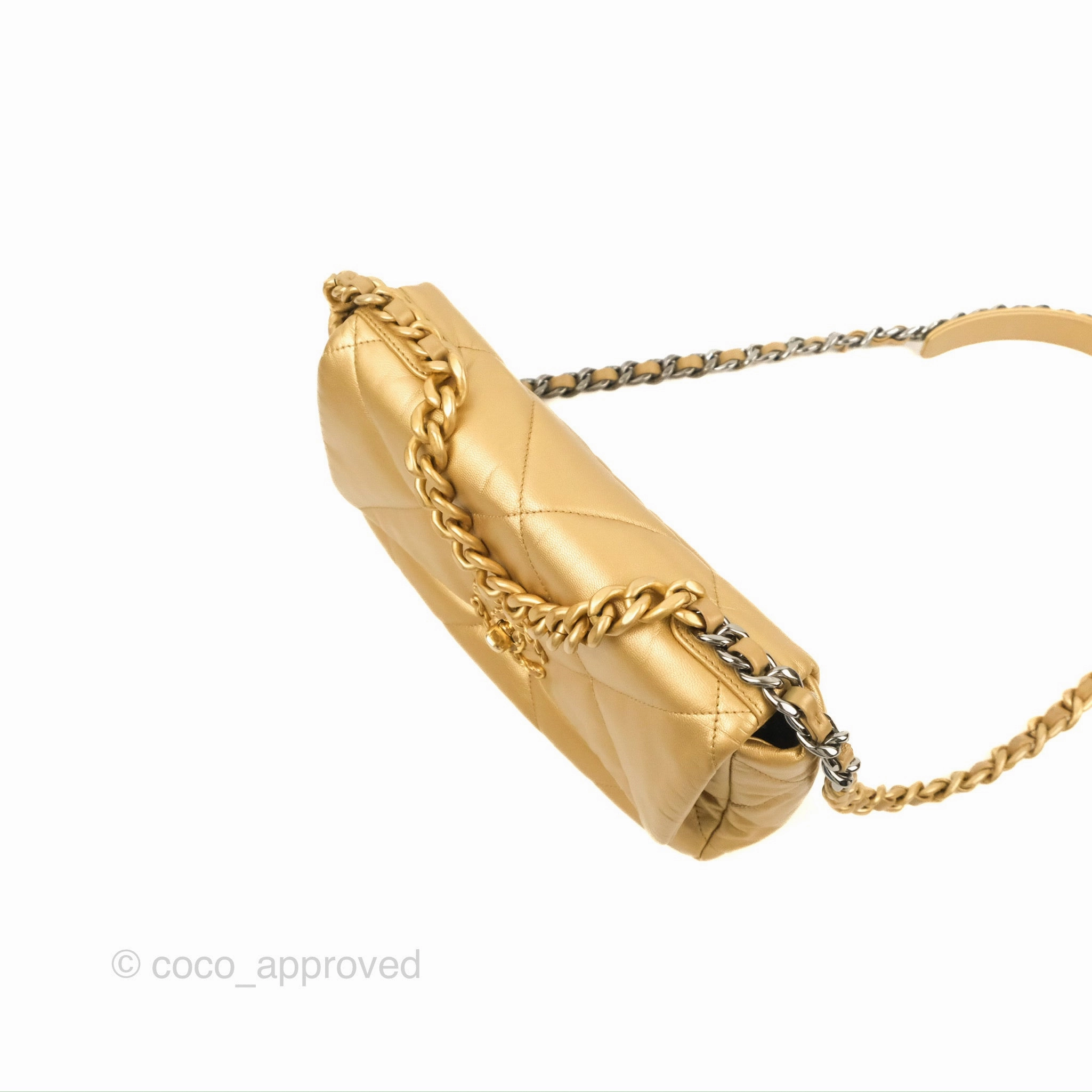 Chanel 19 Small Metallic Gold Lambskin Mixed Hardware