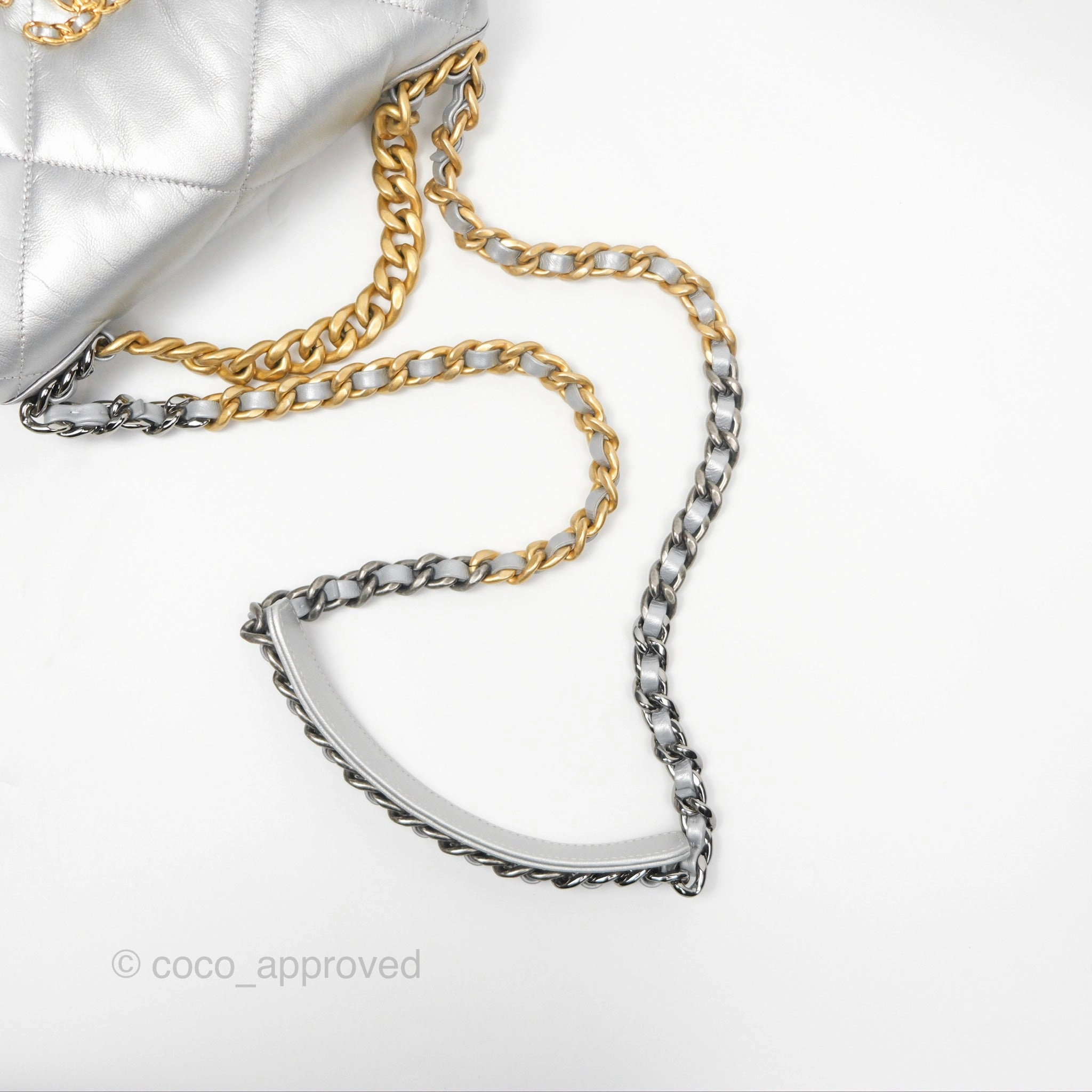 Chanel 19 Small Metallic Silver Goatskin Mixed Hardware