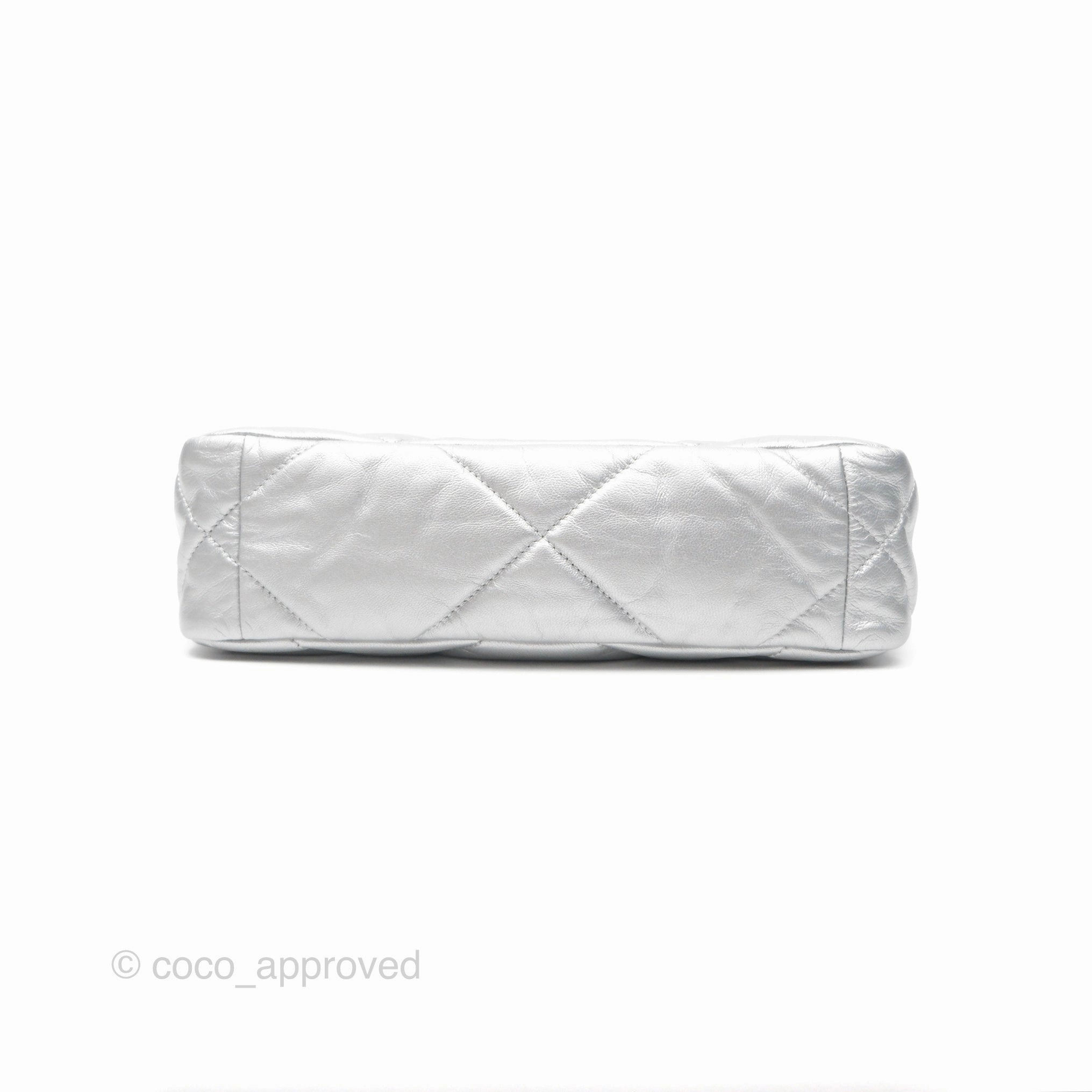 Chanel 19 Small Metallic Silver Goatskin Mixed Hardware