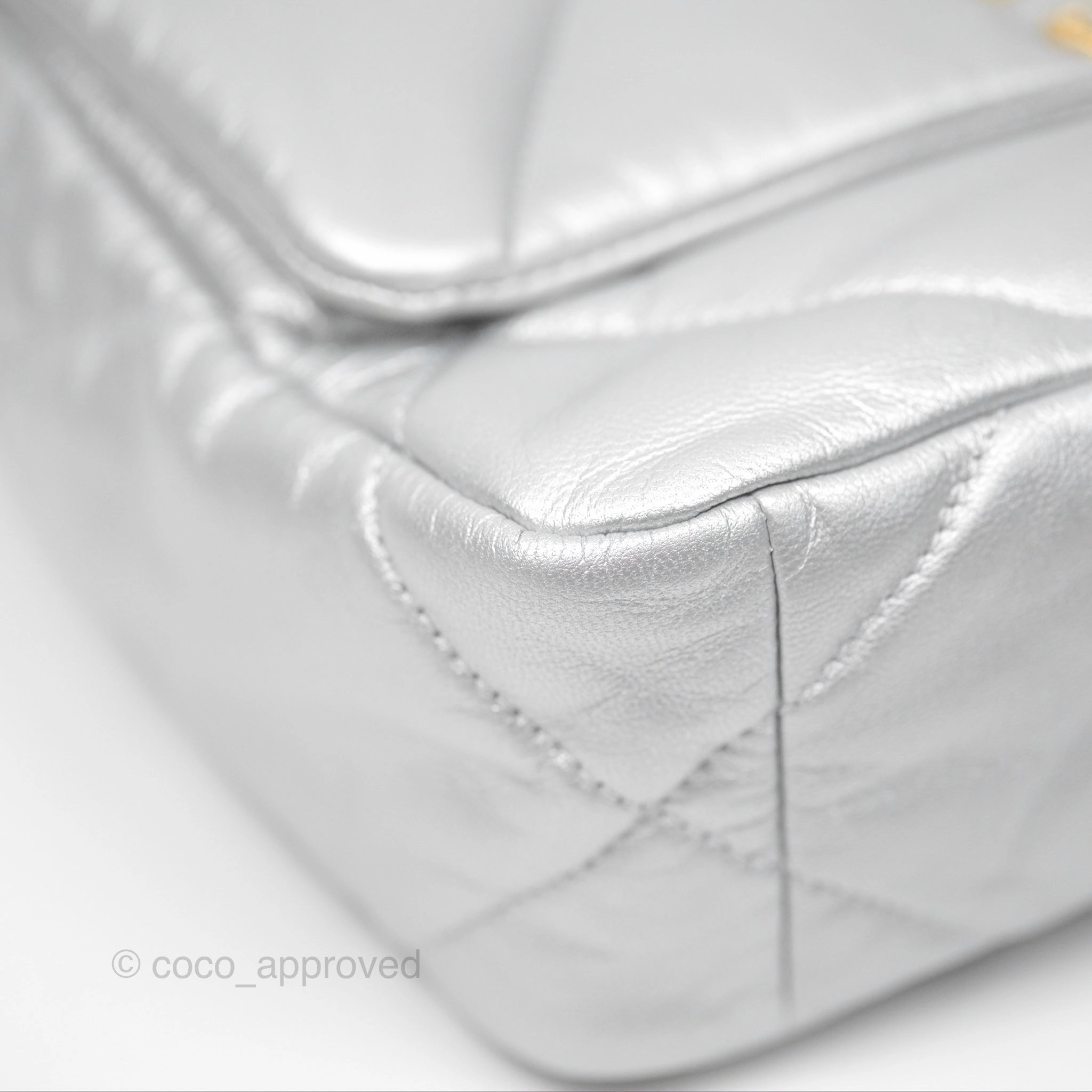 Chanel 19 Small Metallic Silver Goatskin Mixed Hardware