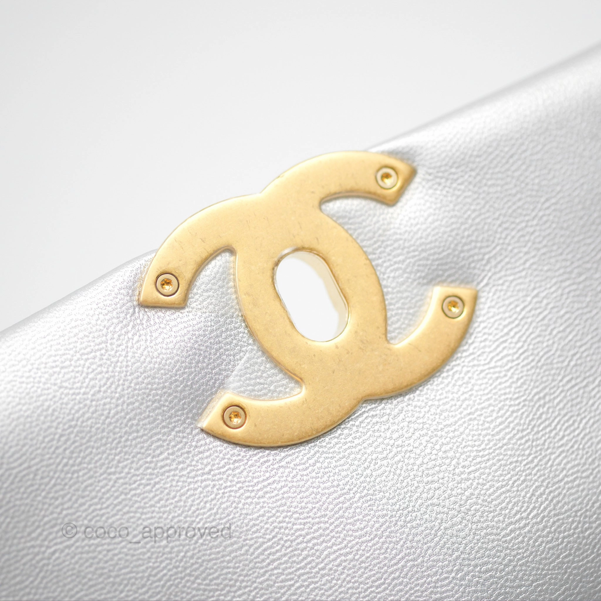 Chanel 19 Small Metallic Silver Goatskin Mixed Hardware