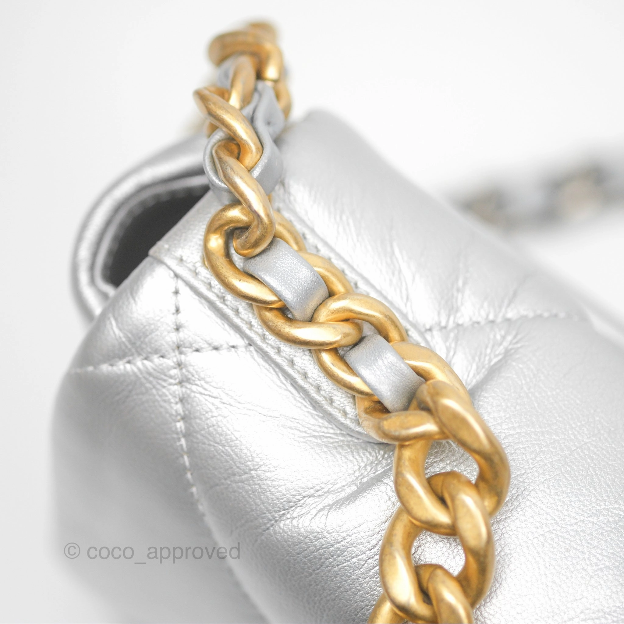 Chanel 19 Small Metallic Silver Goatskin Mixed Hardware