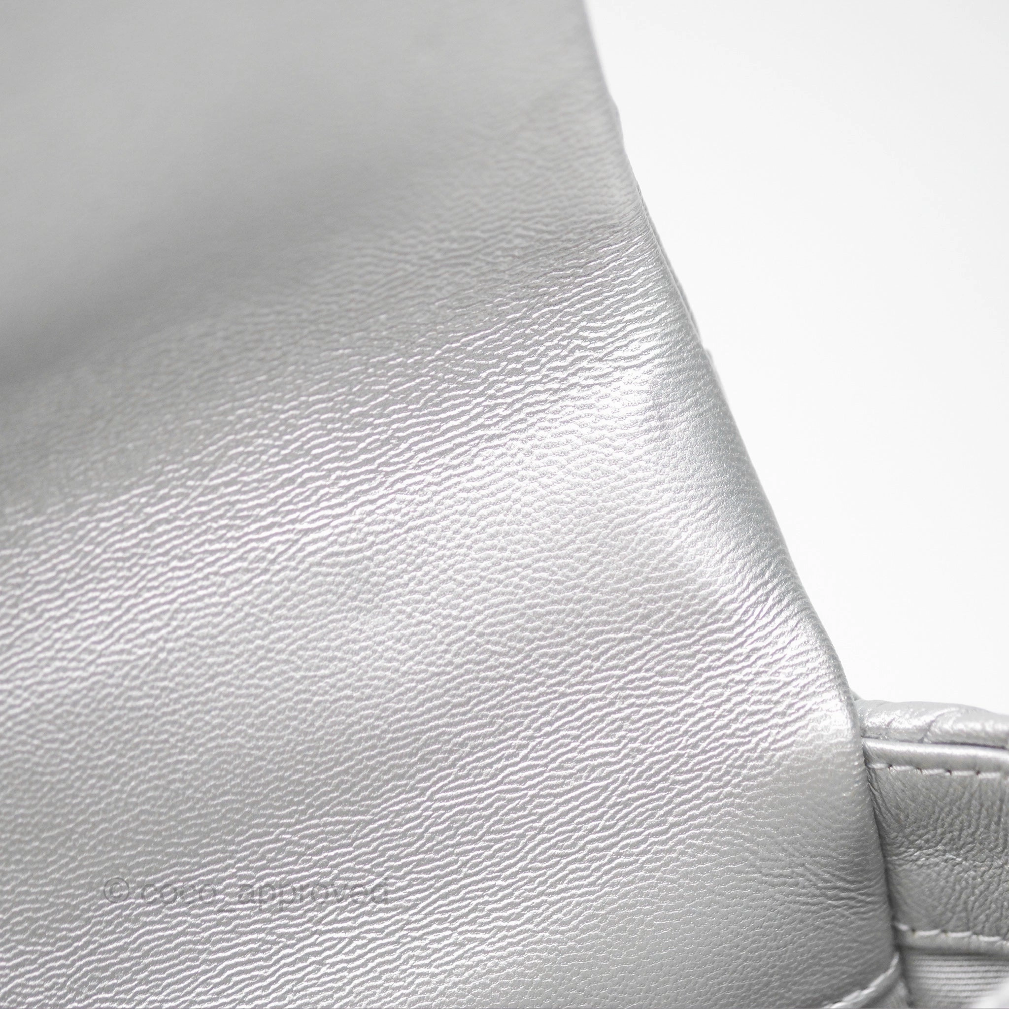 Chanel 19 Small Metallic Silver Goatskin Mixed Hardware