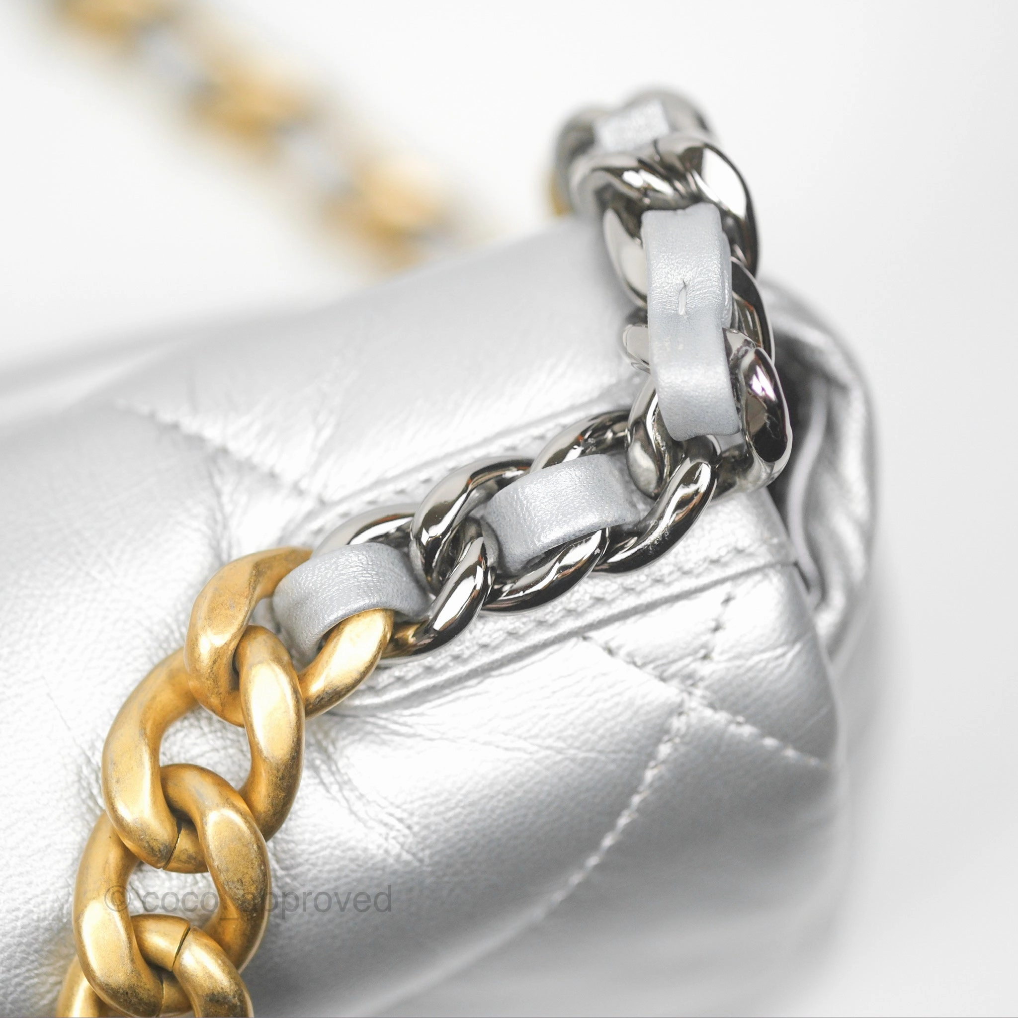 Chanel 19 Small Metallic Silver Goatskin Mixed Hardware