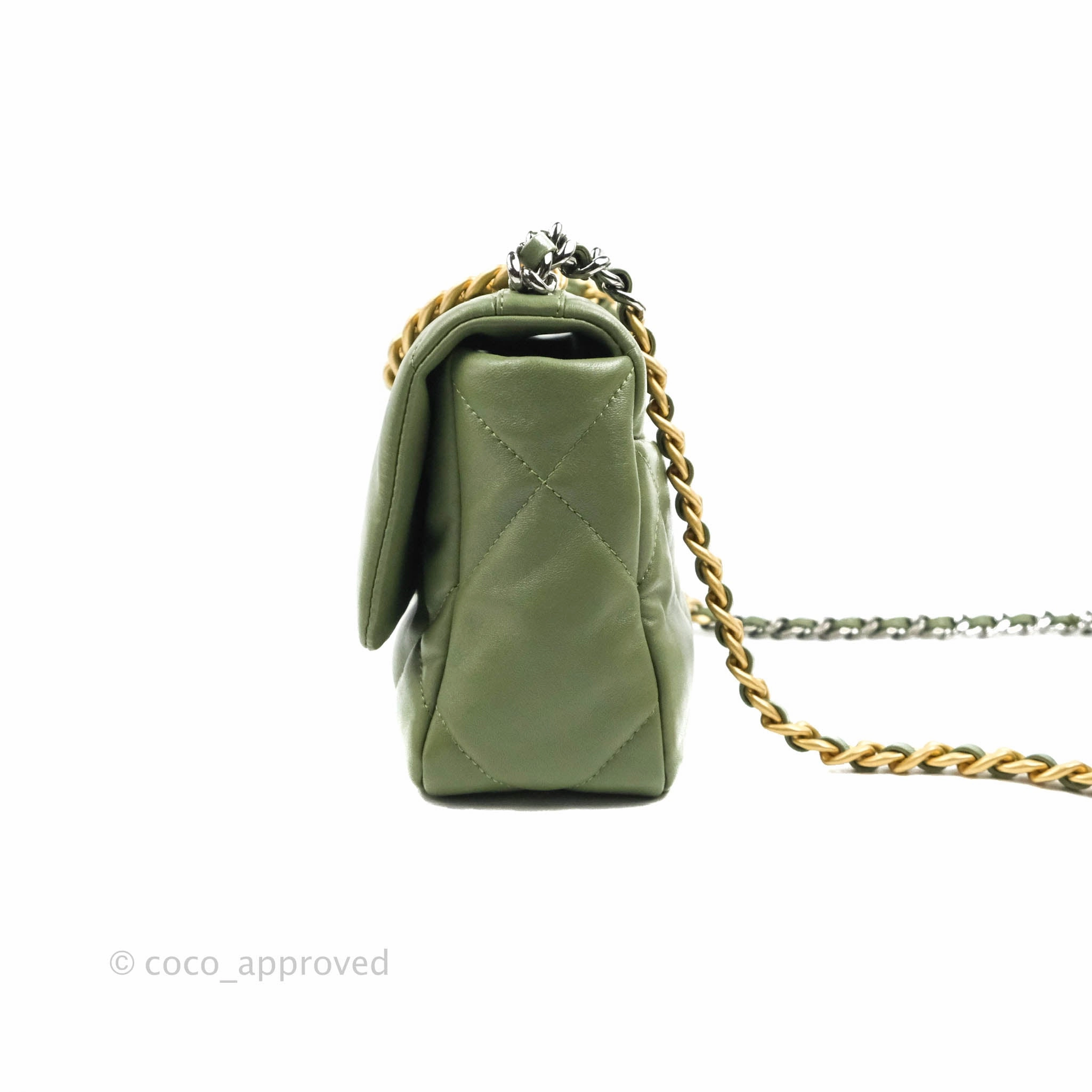 Chanel 19 Small Olive Green Mixed Hardware