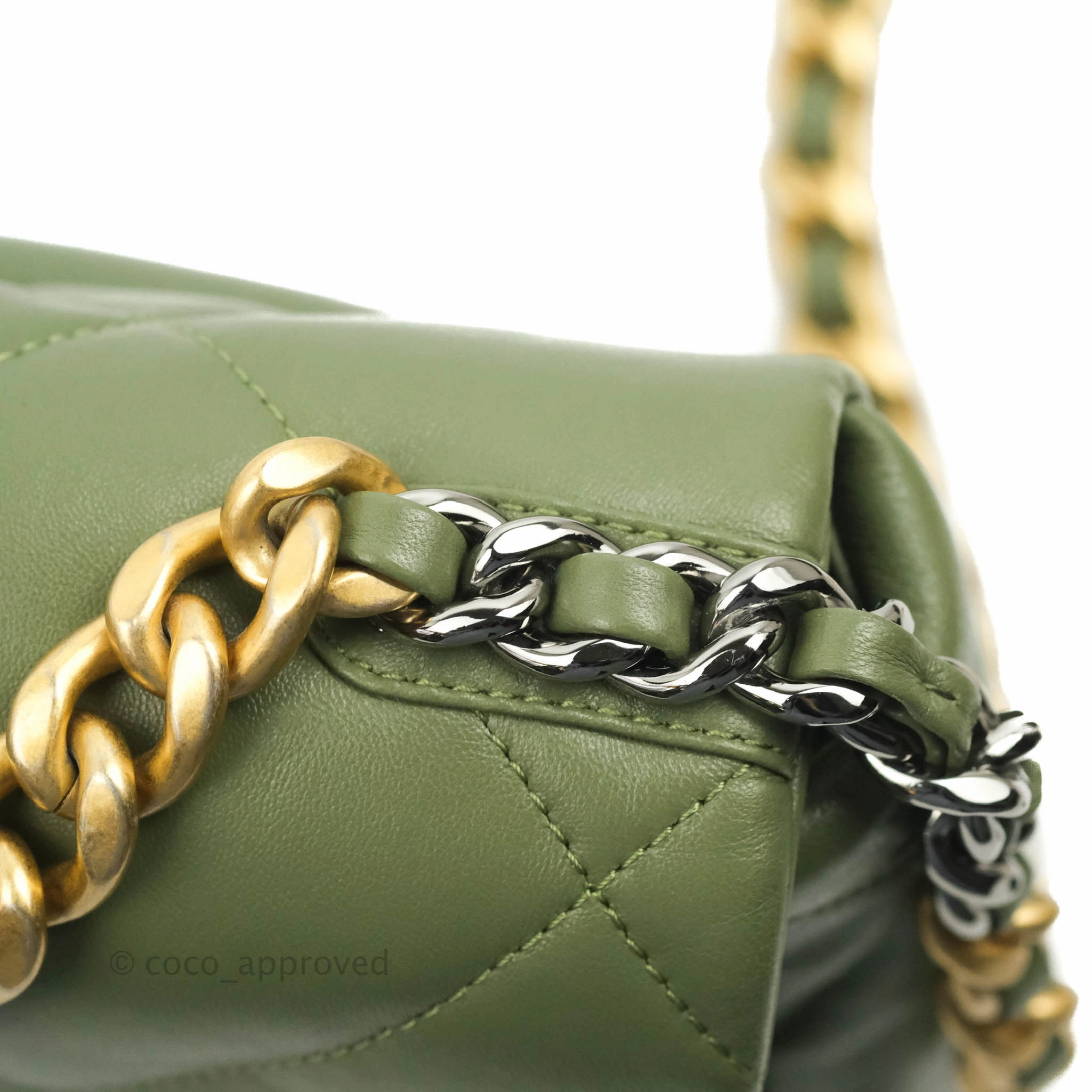 Chanel 19 Small Olive Green Mixed Hardware