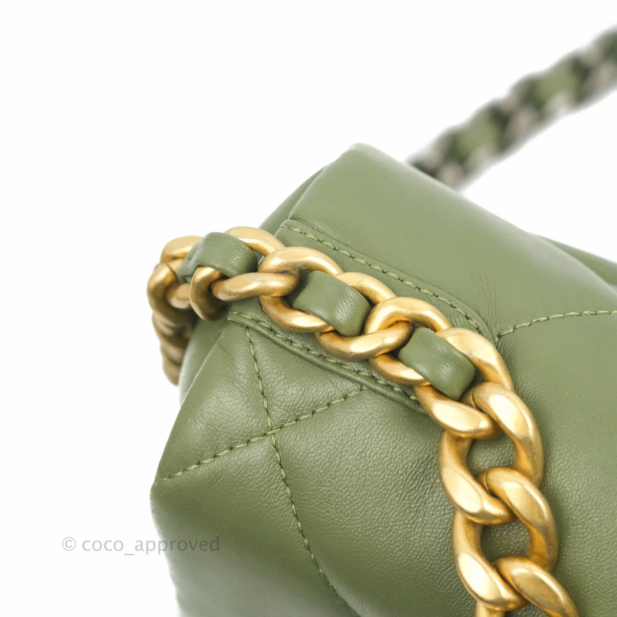 Chanel 19 Small Olive Green Mixed Hardware