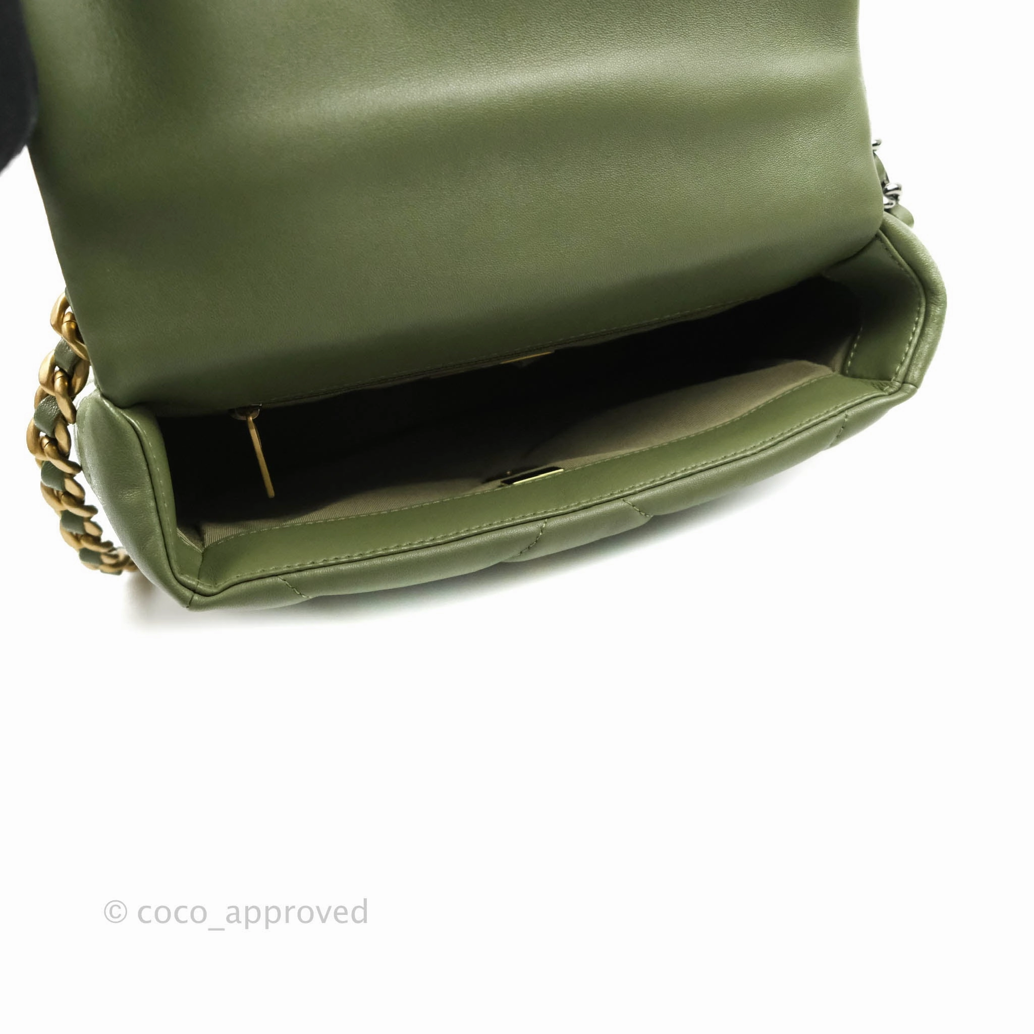 Chanel 19 Small Olive Green Mixed Hardware