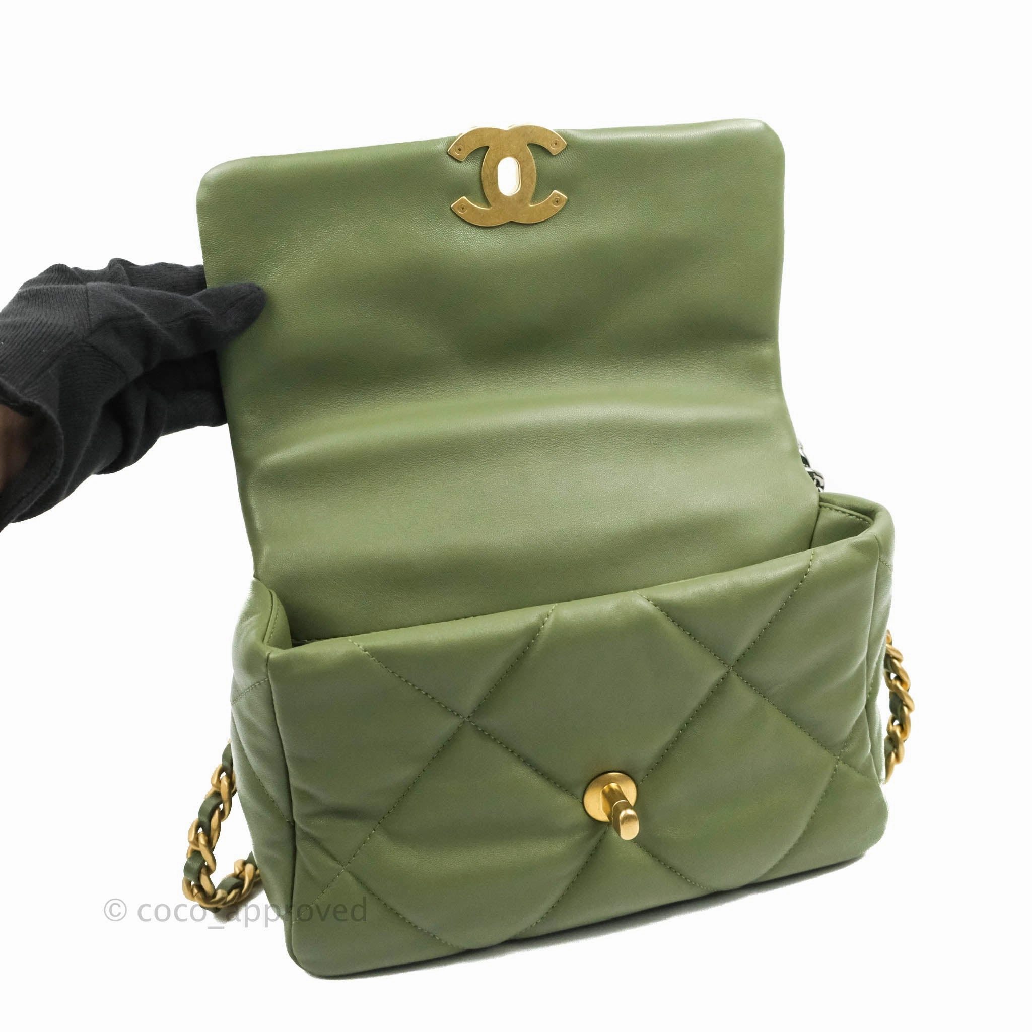 Chanel 19 Small Olive Green Mixed Hardware