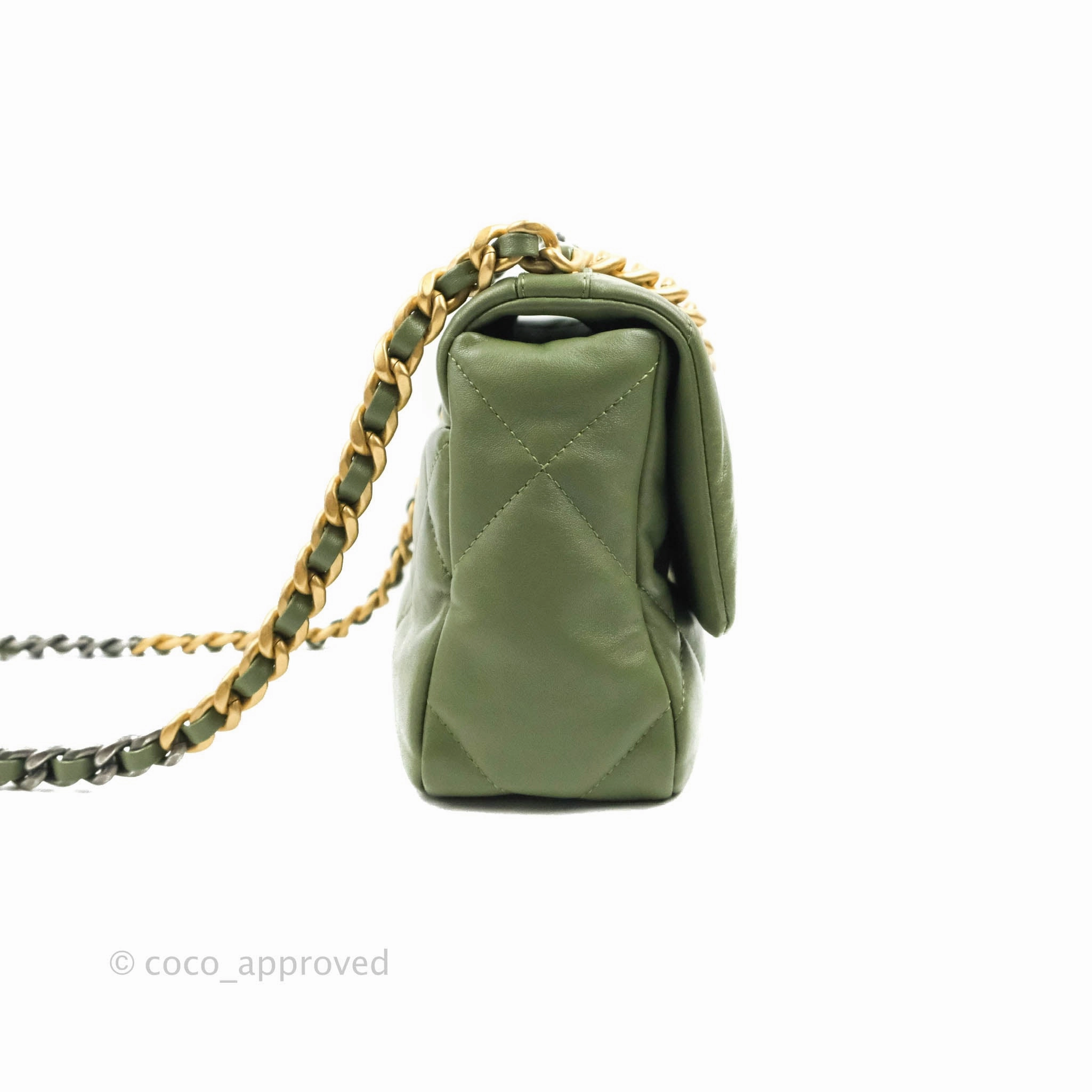 Chanel 19 Small Olive Green Mixed Hardware