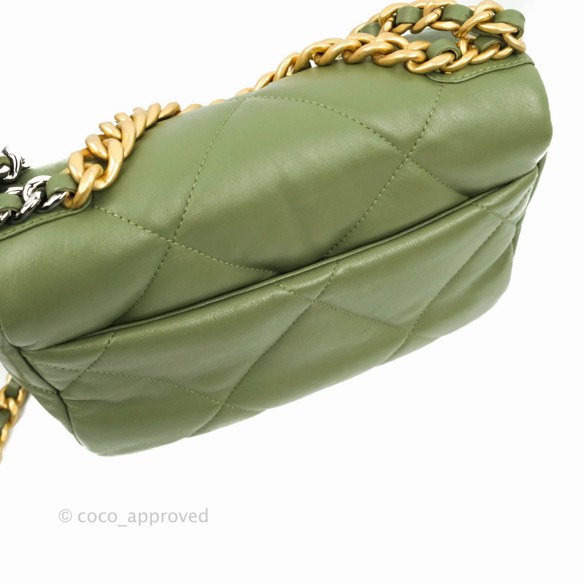 Chanel 19 Small Olive Green Mixed Hardware