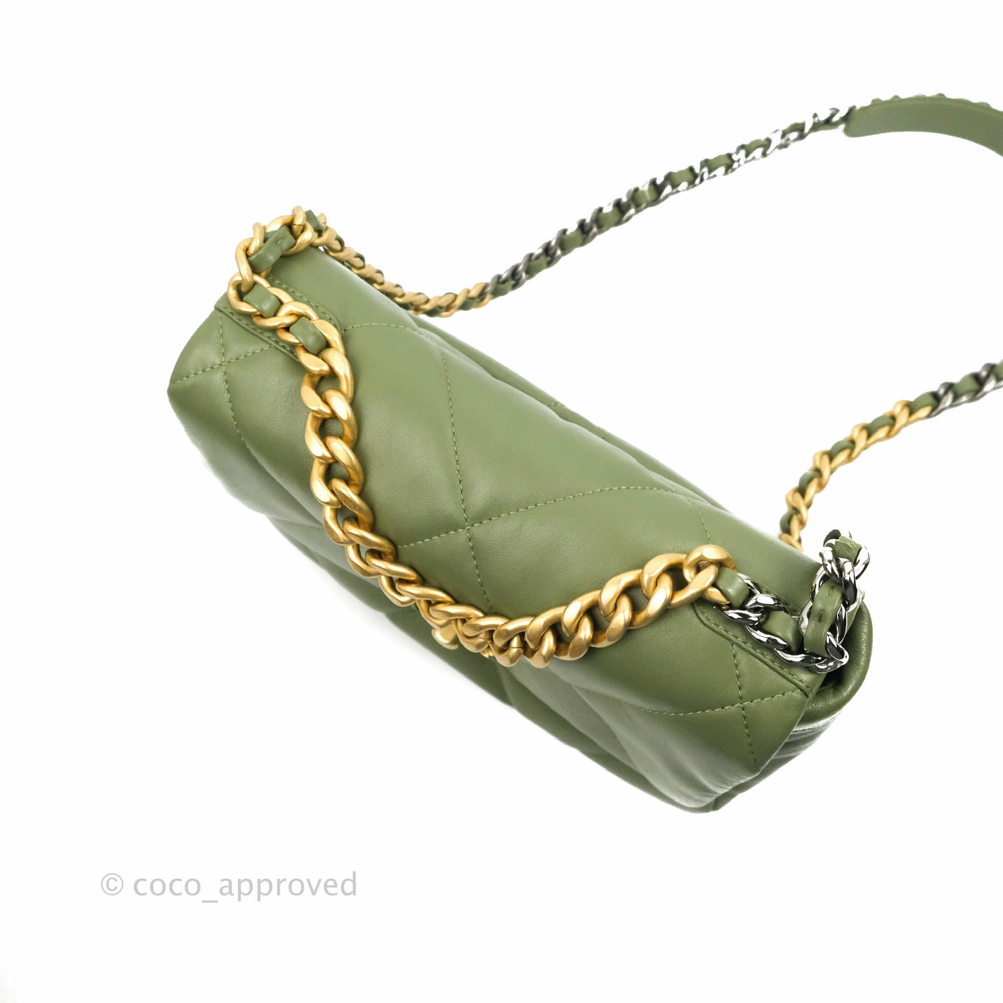 Chanel 19 Small Olive Green Mixed Hardware