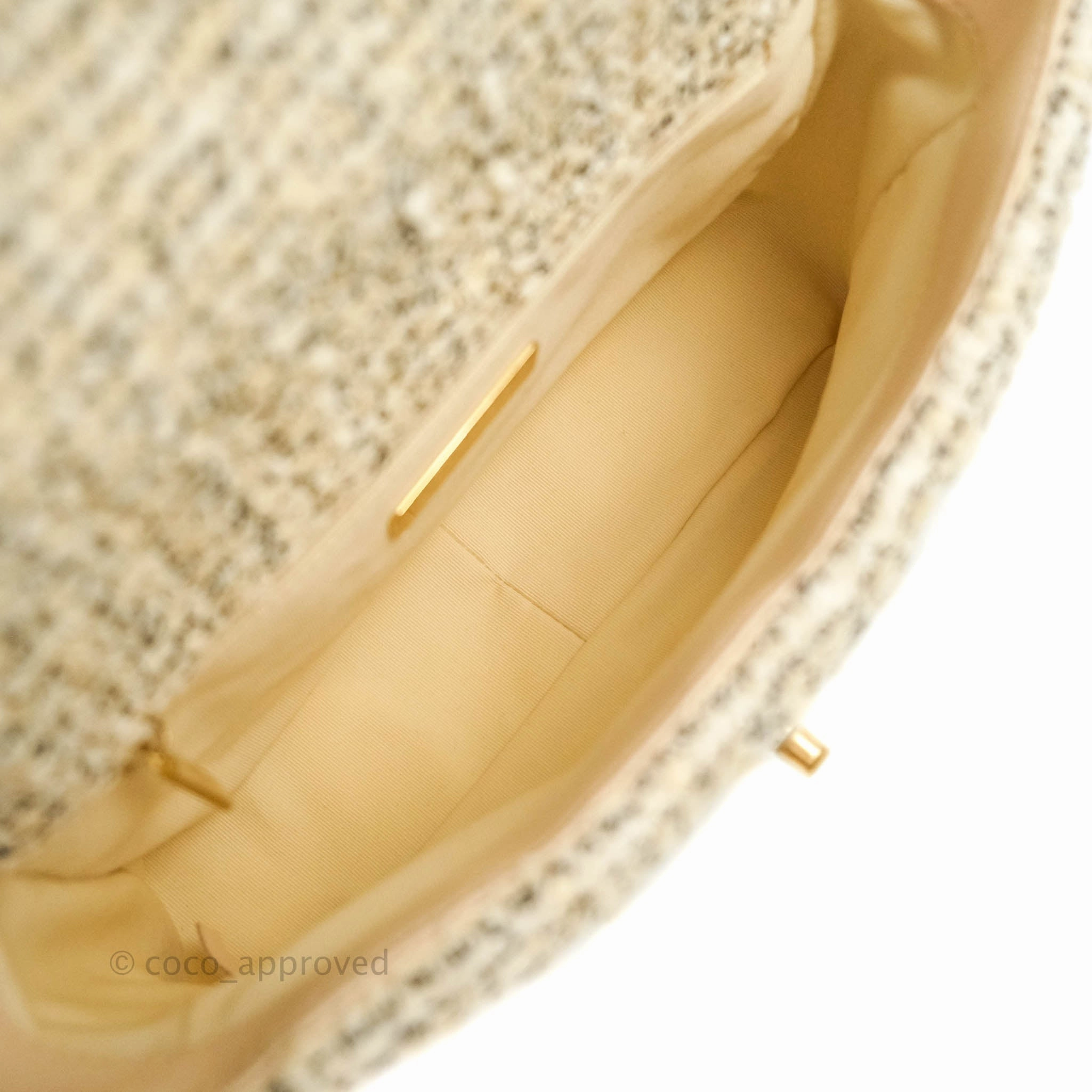Chanel 19 Small Oreo Tweed Cream Mixed Hardware