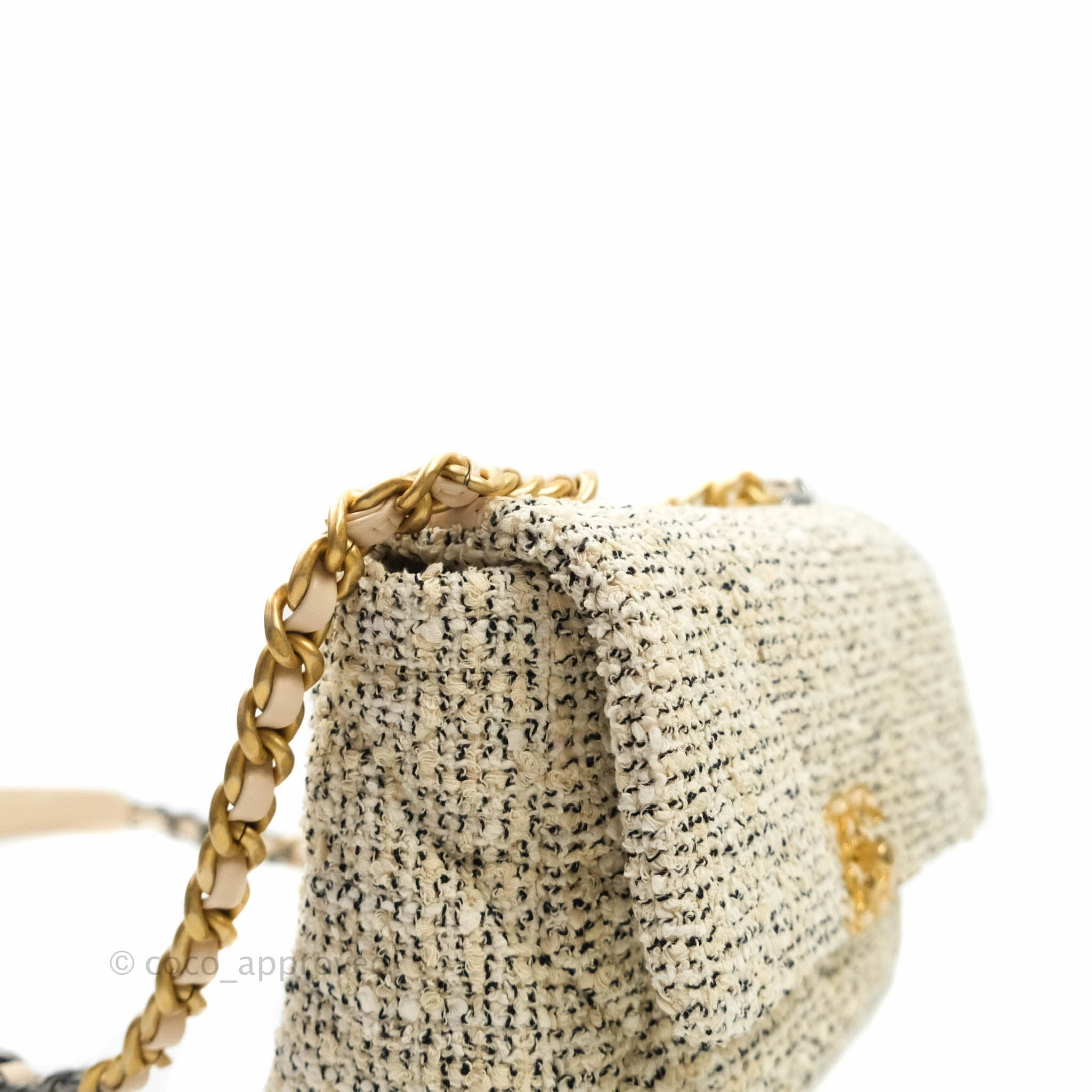 Chanel 19 Small Oreo Tweed Cream Mixed Hardware