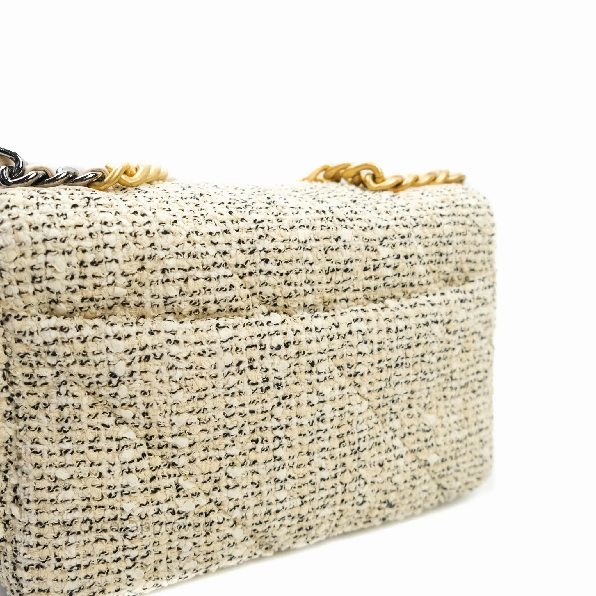 Chanel 19 Small Oreo Tweed Cream Mixed Hardware
