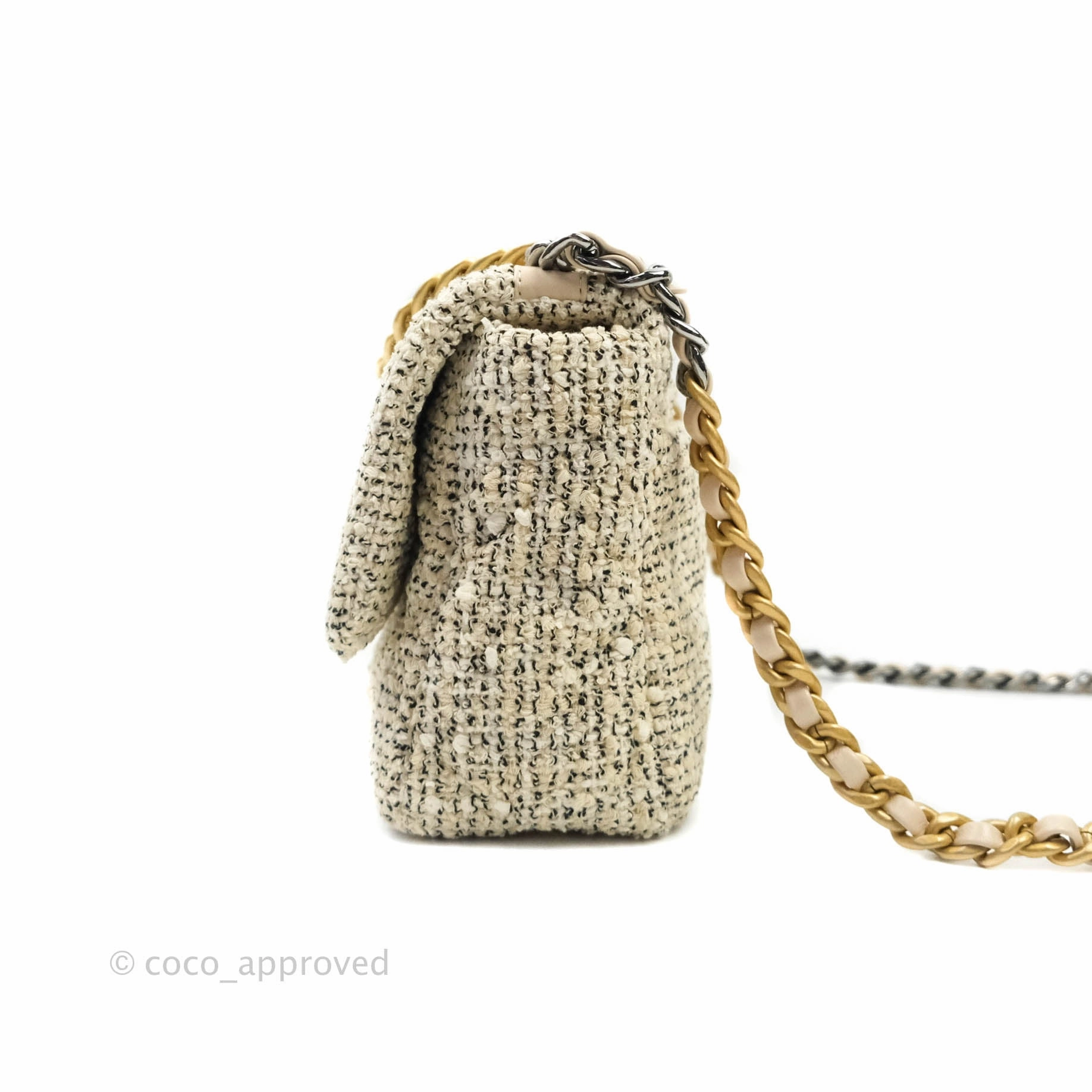 Chanel 19 Small Oreo Tweed Cream Mixed Hardware