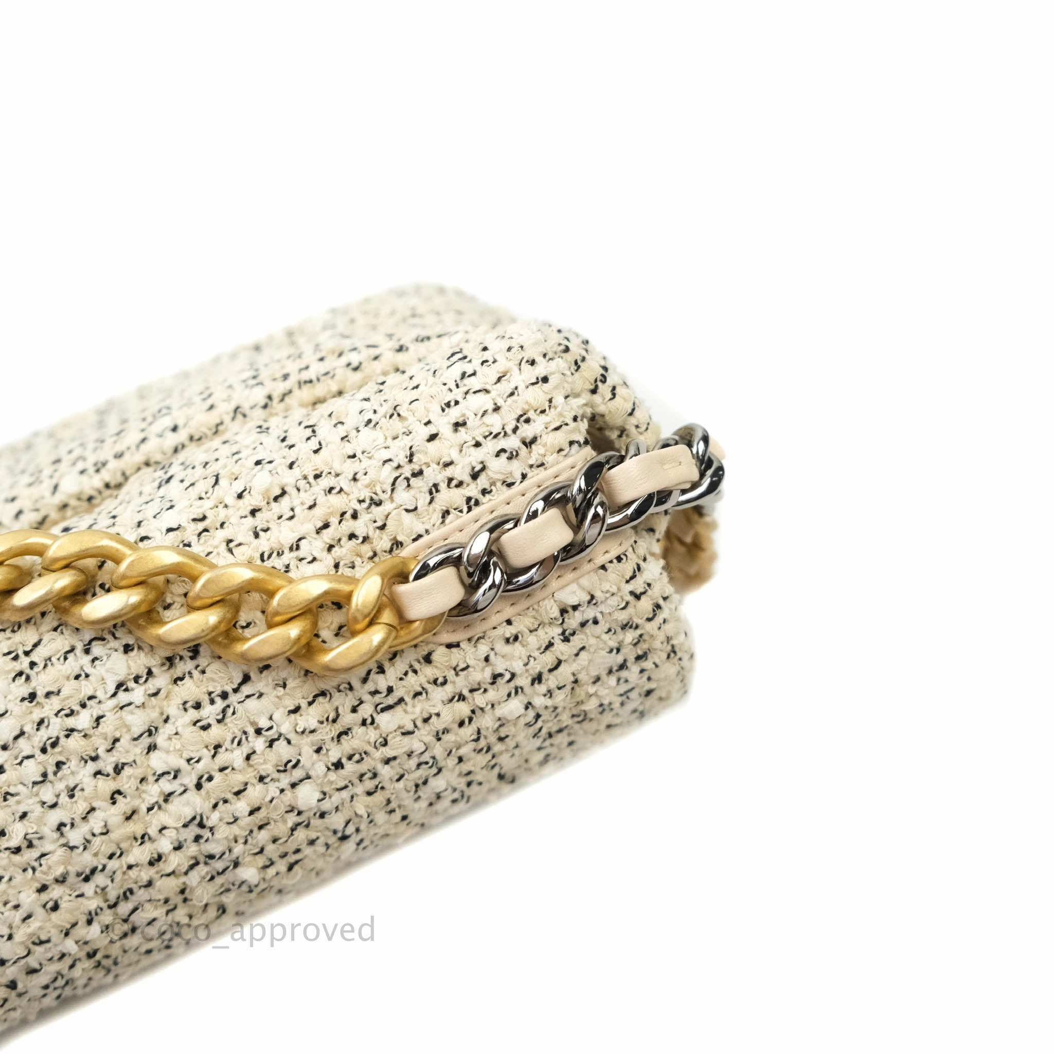 Chanel 19 Small Oreo Tweed Cream Mixed Hardware