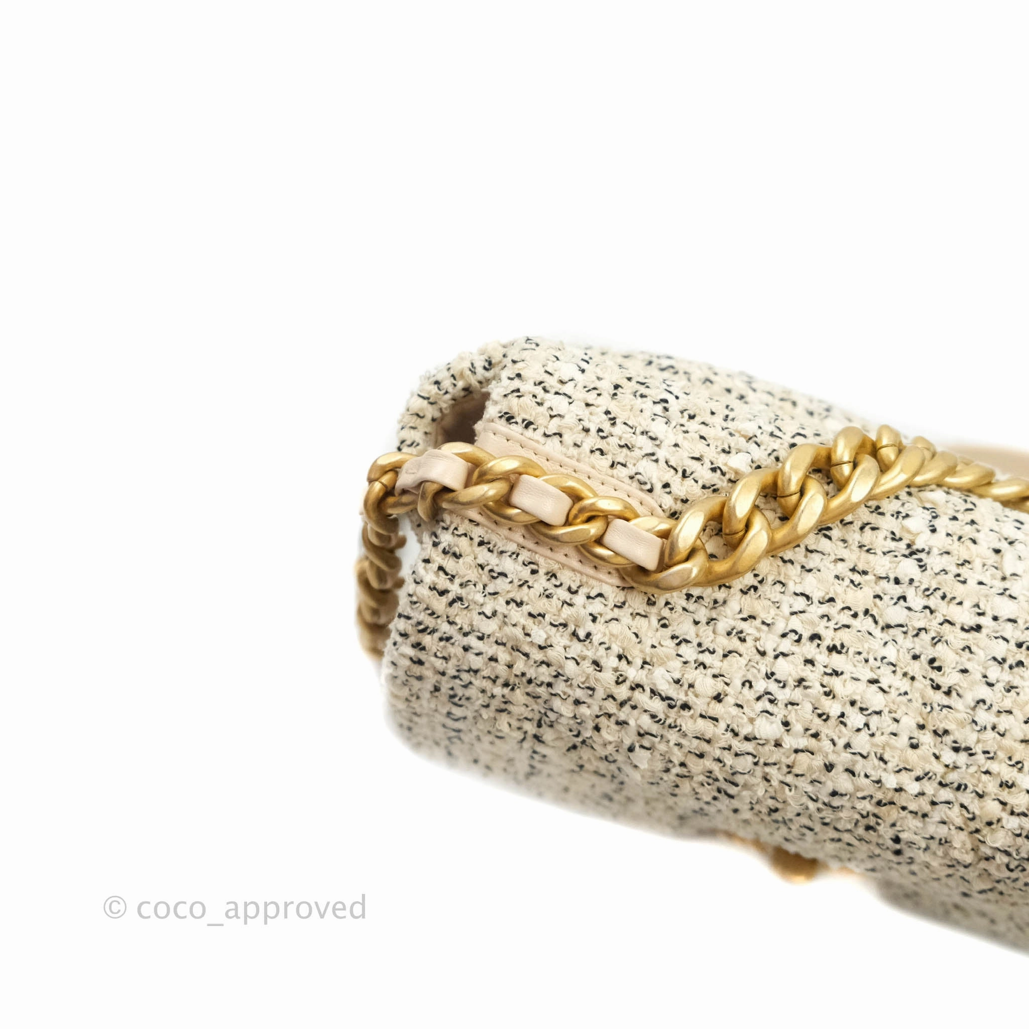 Chanel 19 Small Oreo Tweed Cream Mixed Hardware