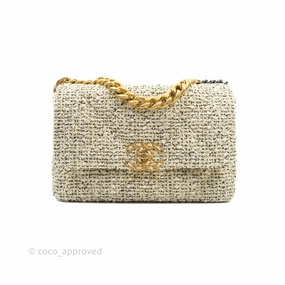 Chanel 19 Small Oreo Tweed Cream Mixed Hardware
