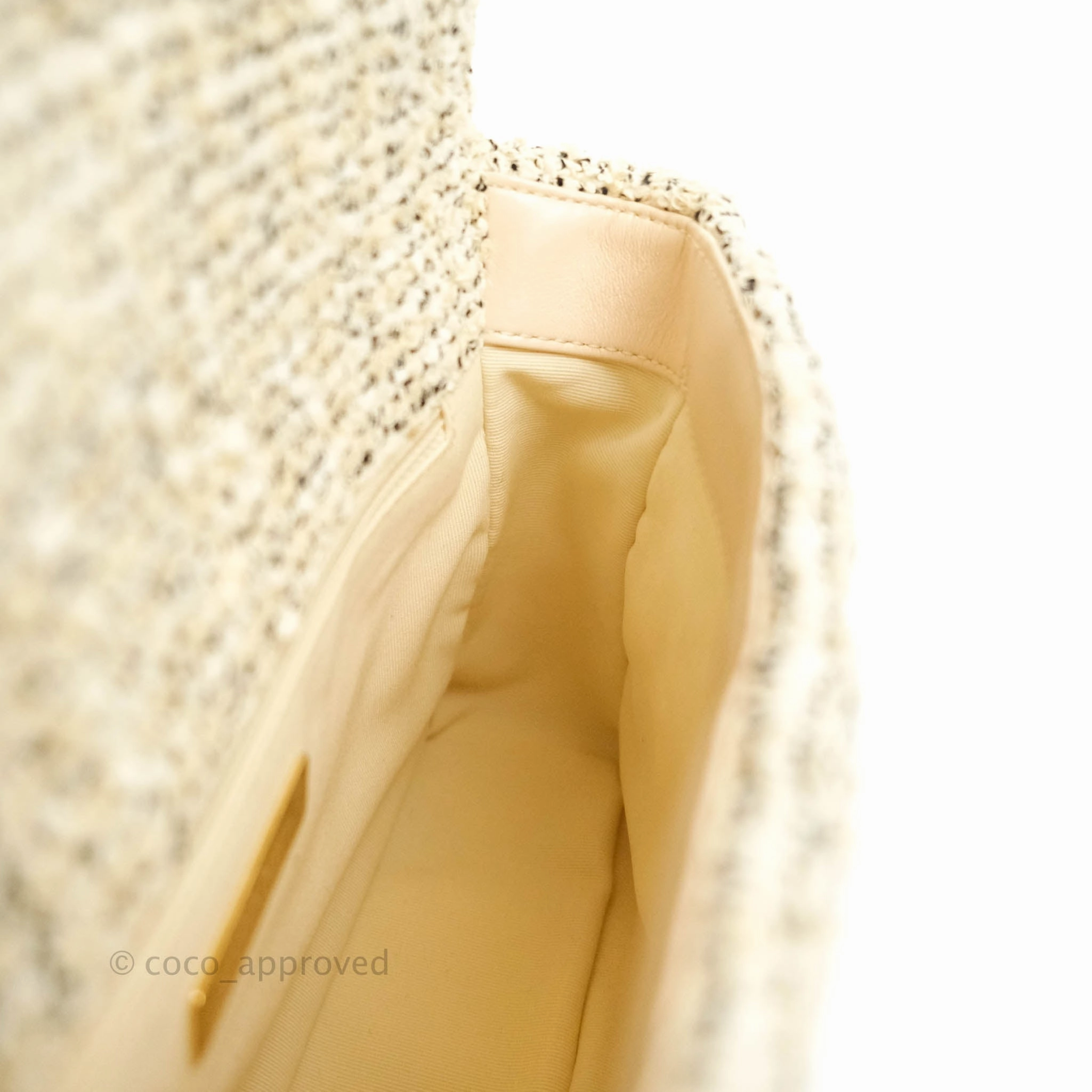 Chanel 19 Small Oreo Tweed Cream Mixed Hardware