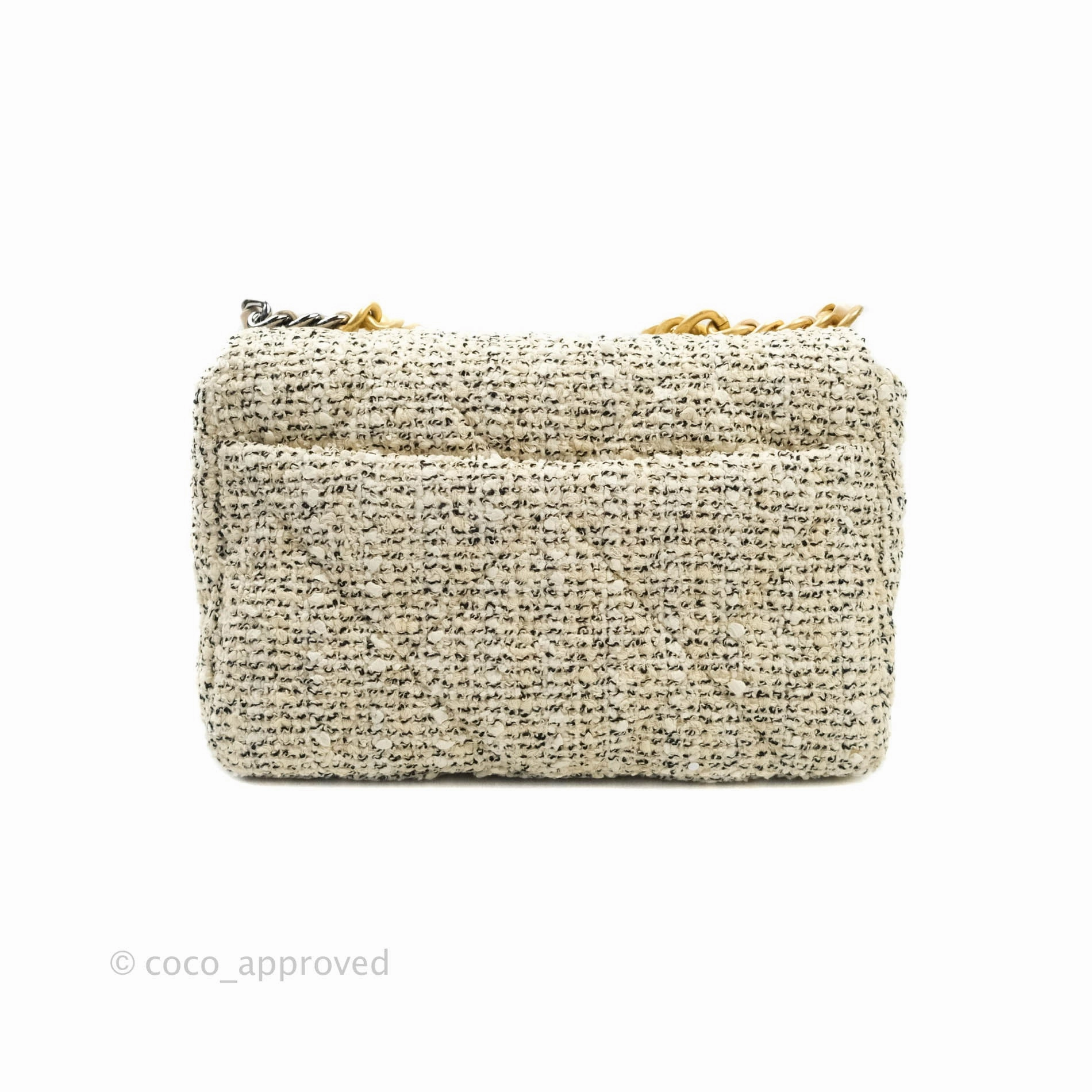 Chanel 19 Small Oreo Tweed Cream Mixed Hardware