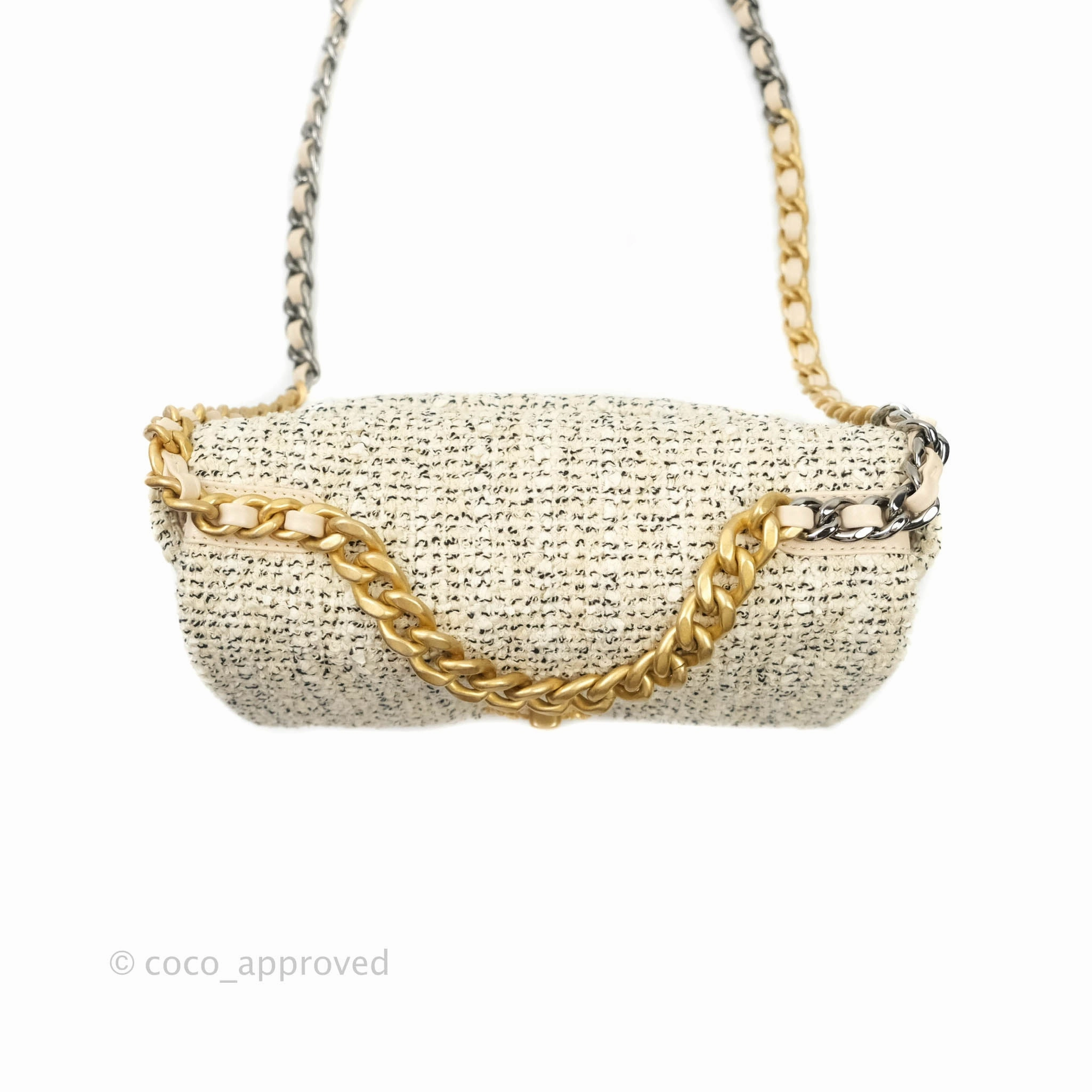Chanel 19 Small Oreo Tweed Cream Mixed Hardware