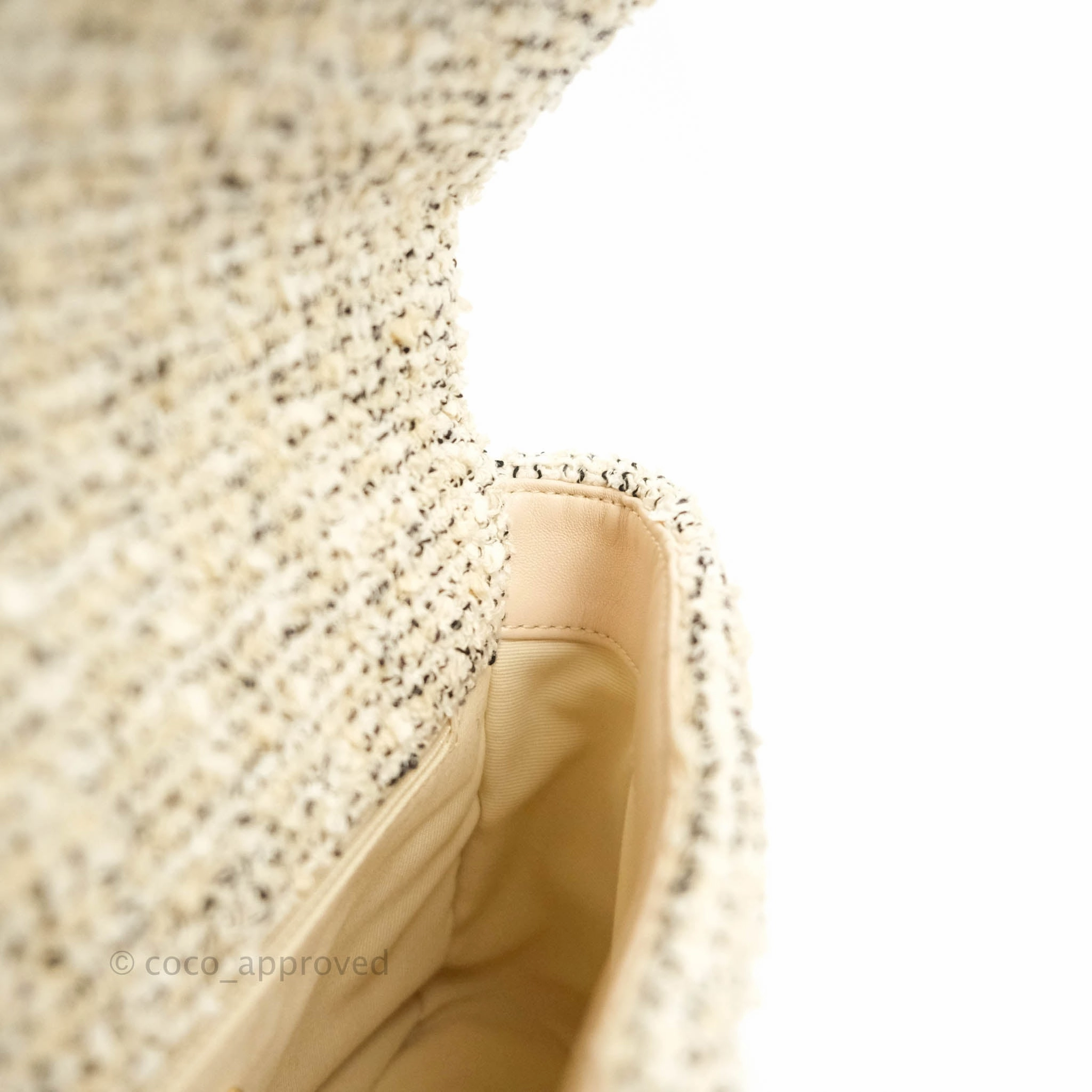 Chanel 19 Small Tweed Cream Mixed Hardware