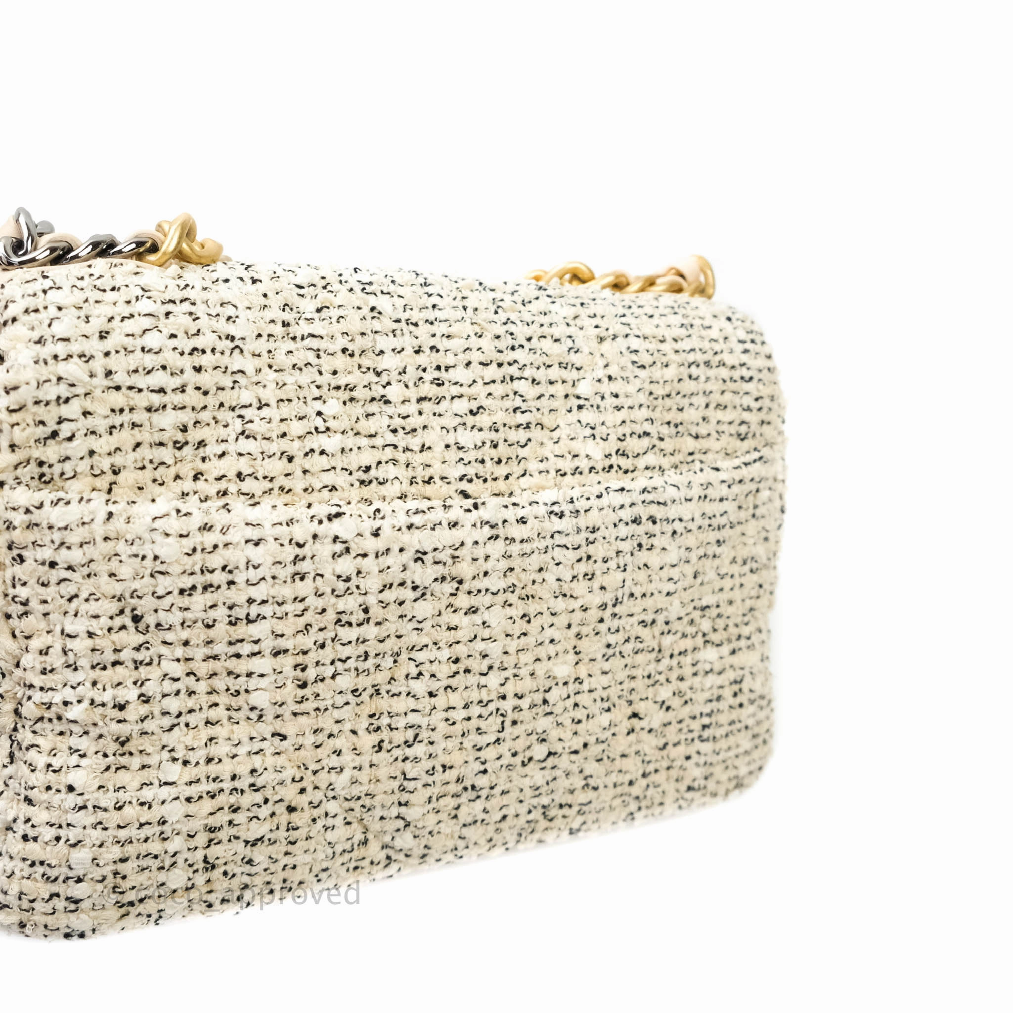Chanel 19 Small Tweed Cream Mixed Hardware
