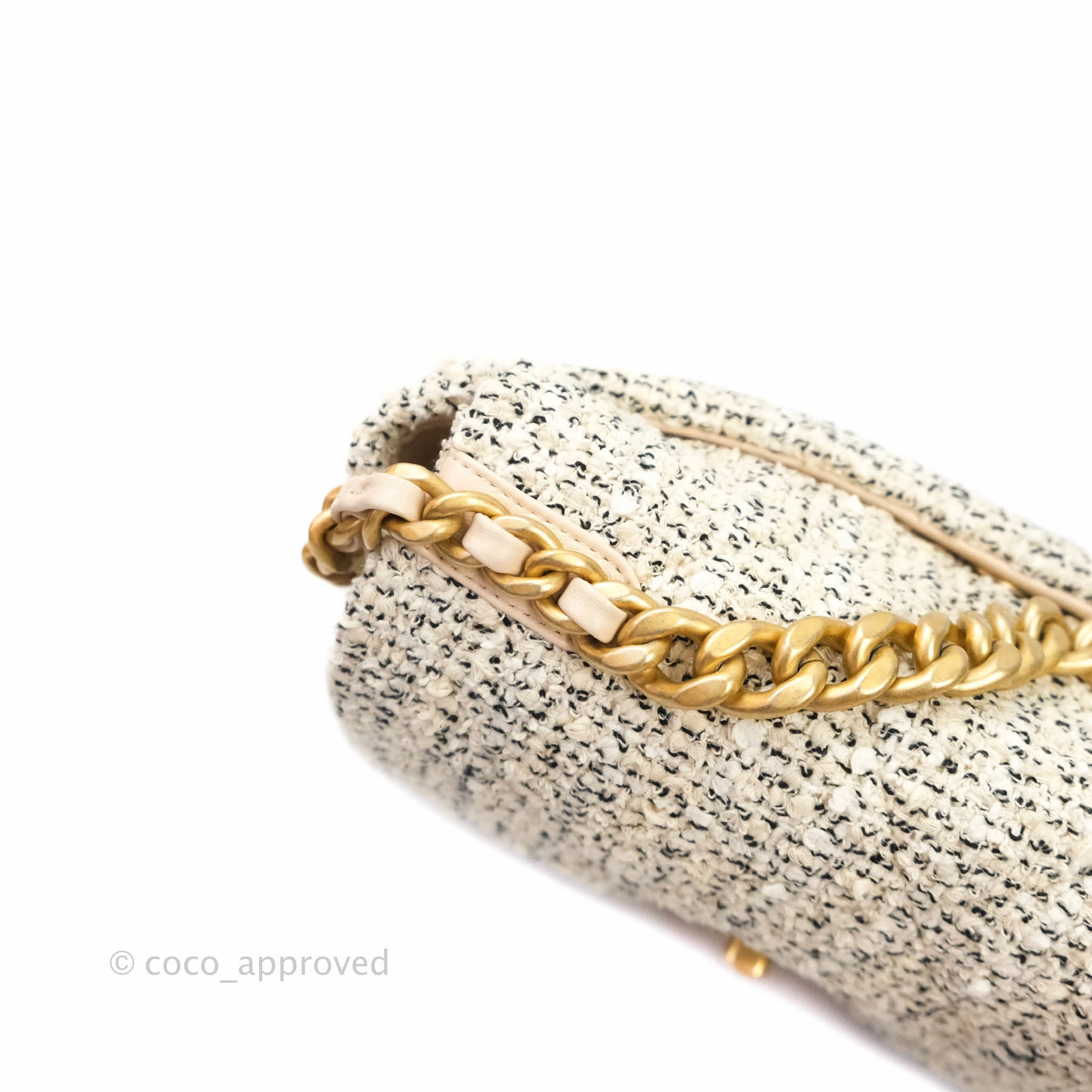 Chanel 19 Small Tweed Cream Mixed Hardware