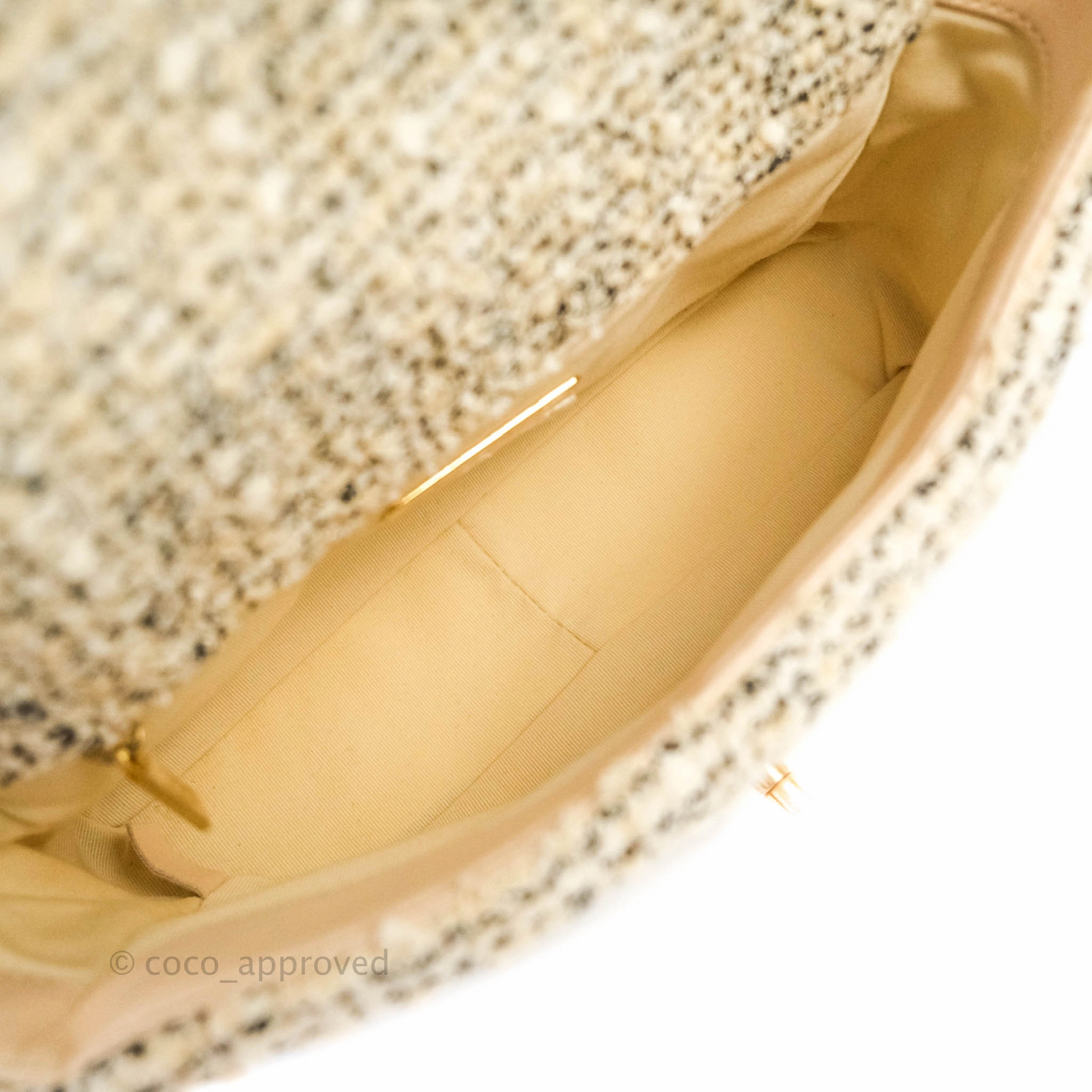 Chanel 19 Small Tweed Cream Mixed Hardware
