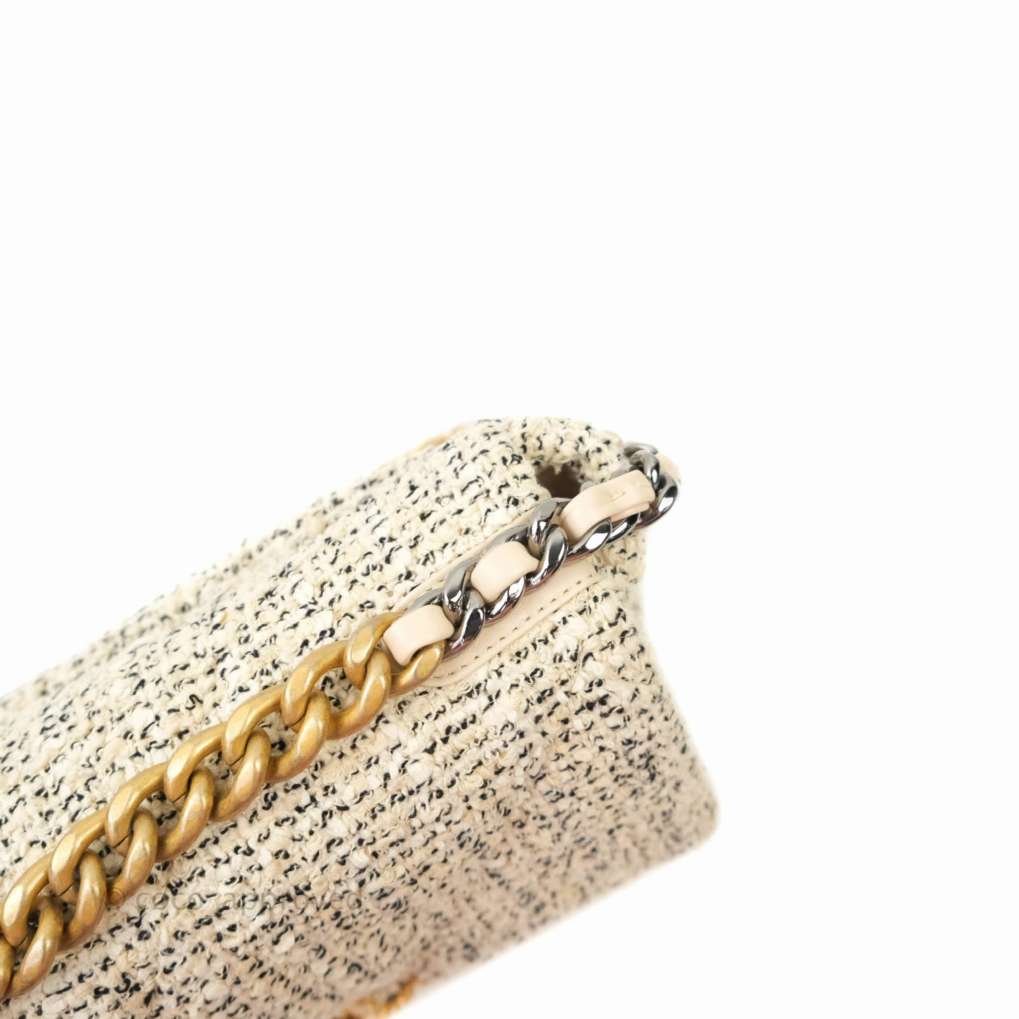 Chanel 19 Small Tweed Oreo Cream Mixed Hardware