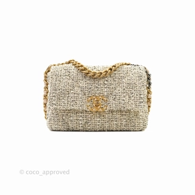 Chanel 19 Small Tweed Oreo Cream Mixed Hardware