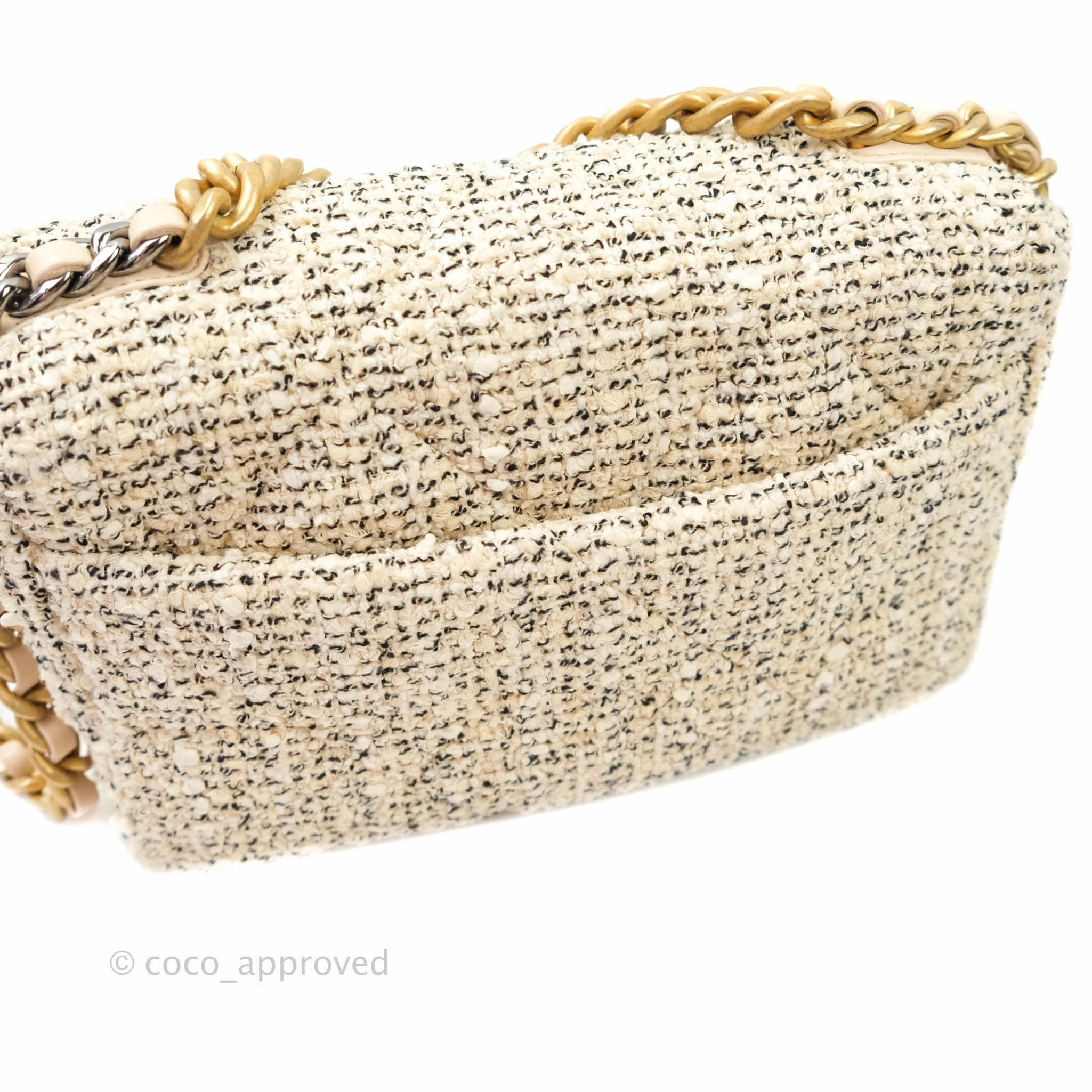 Chanel 19 Small Tweed Oreo Cream Mixed Hardware