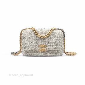 Chanel 19 Small Tweed Oreo Cream Mixed Hardware