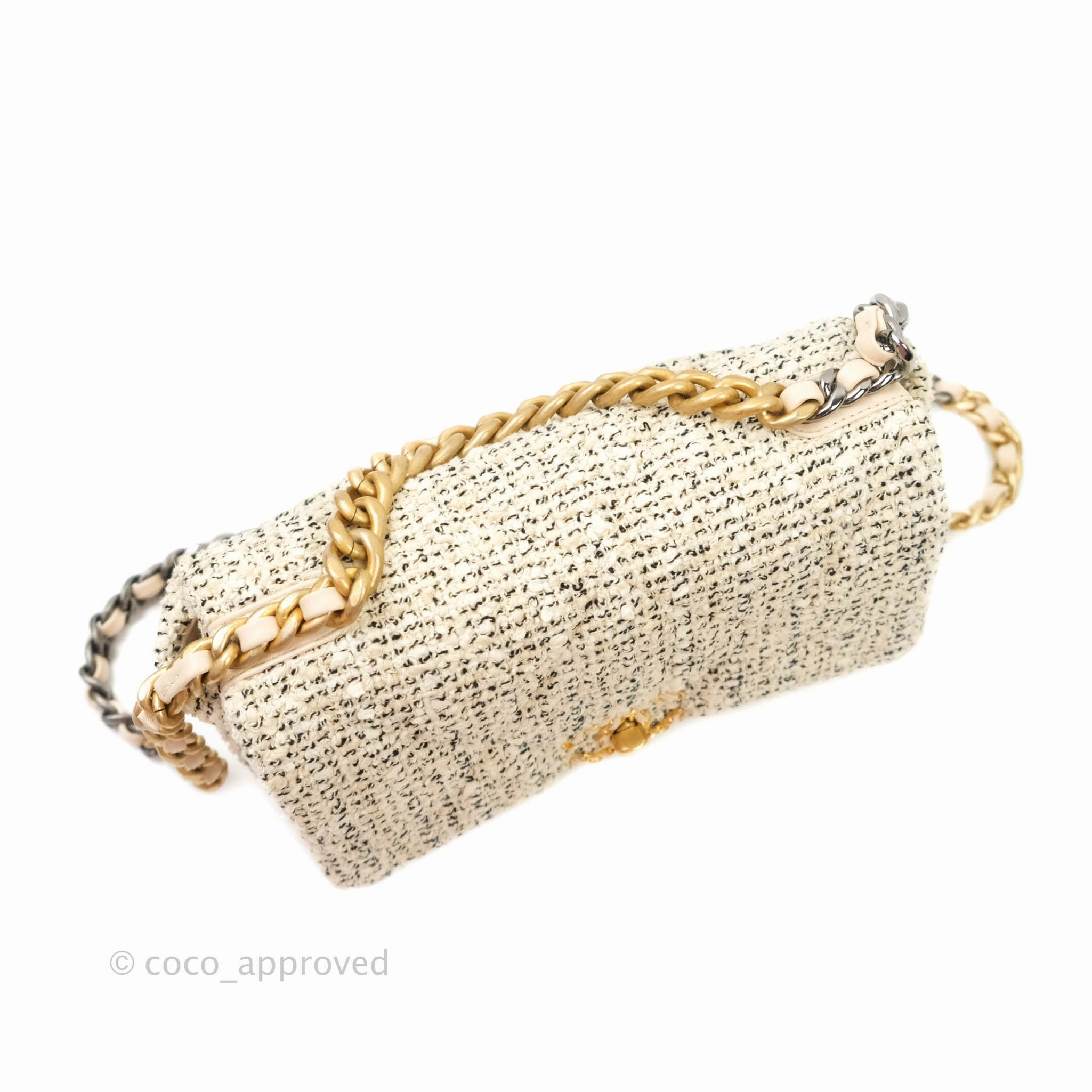 Chanel 19 Small Tweed Oreo Cream Mixed Hardware