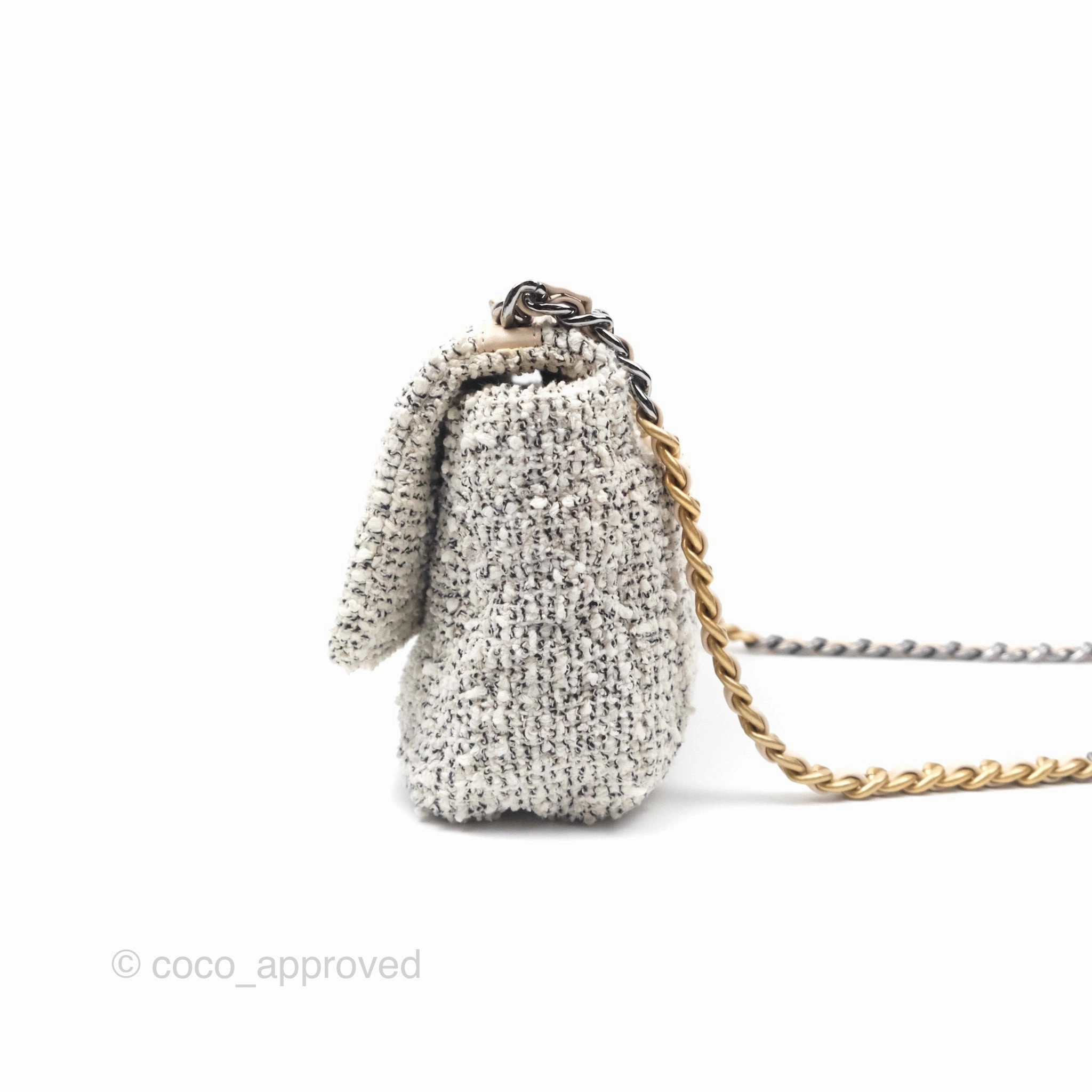 Chanel 19 Small Tweed Oreo Cream Mixed Hardware