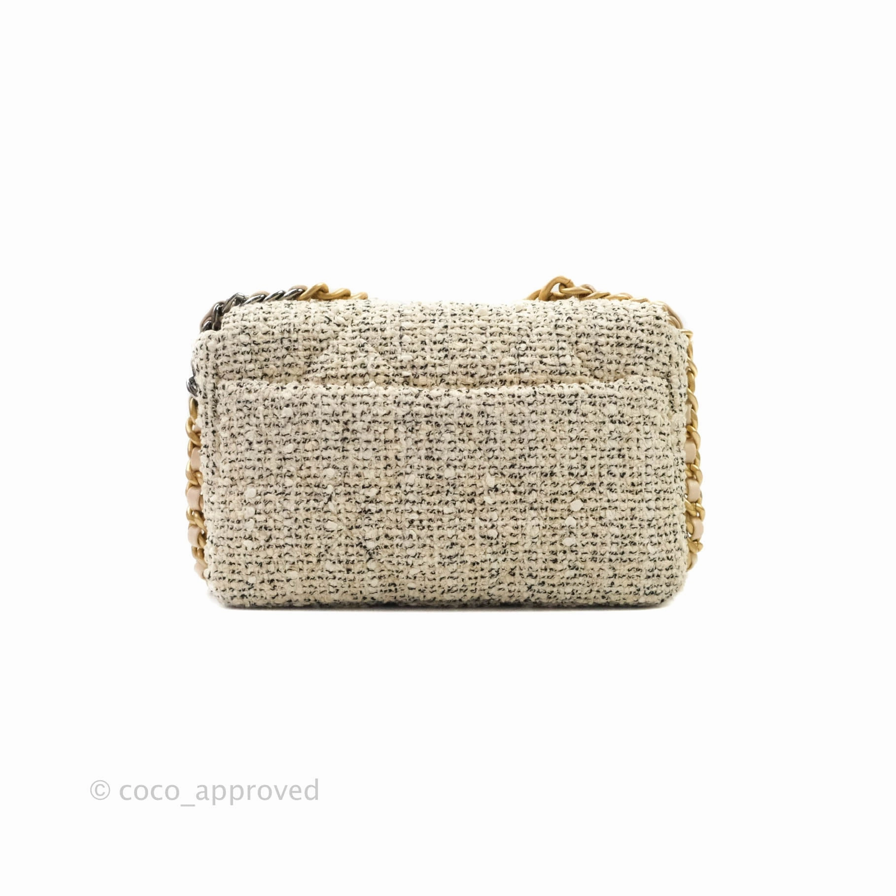 Chanel 19 Small Tweed Oreo Cream Mixed Hardware