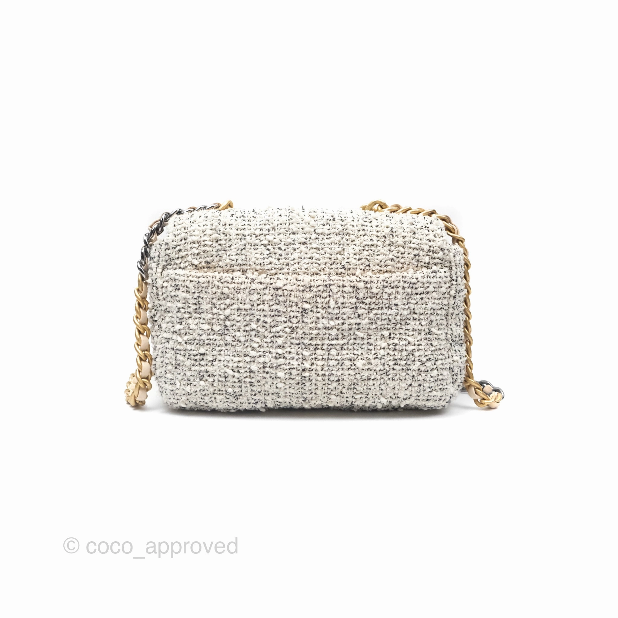 Chanel 19 Small Tweed Oreo Cream Mixed Hardware
